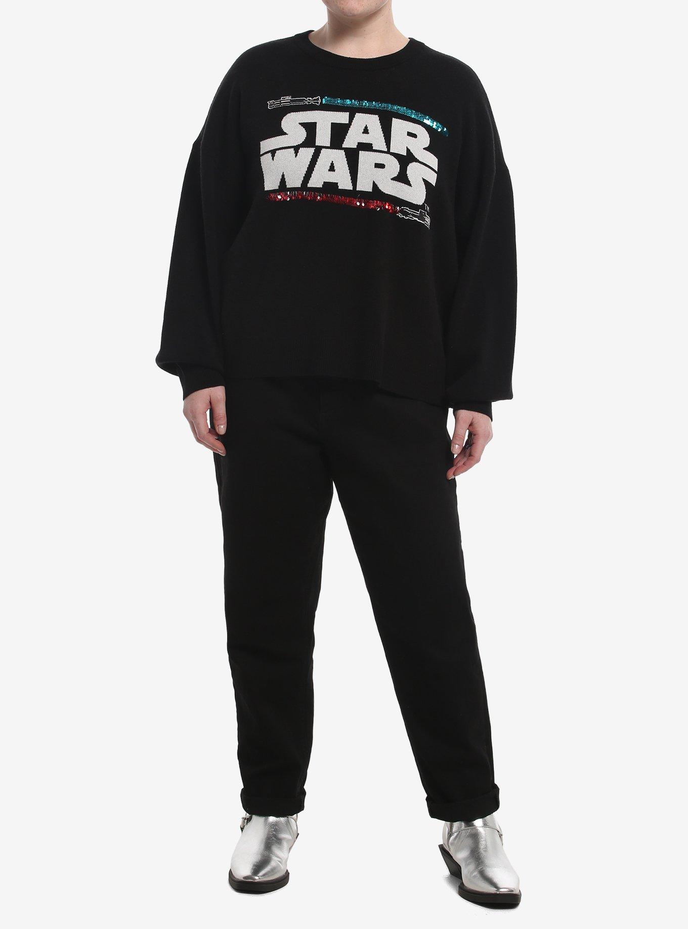 Her Universe Star Wars Sequin Flip Lightsabers Plus Size Sweater Her Universe Exclusive, , hi-res