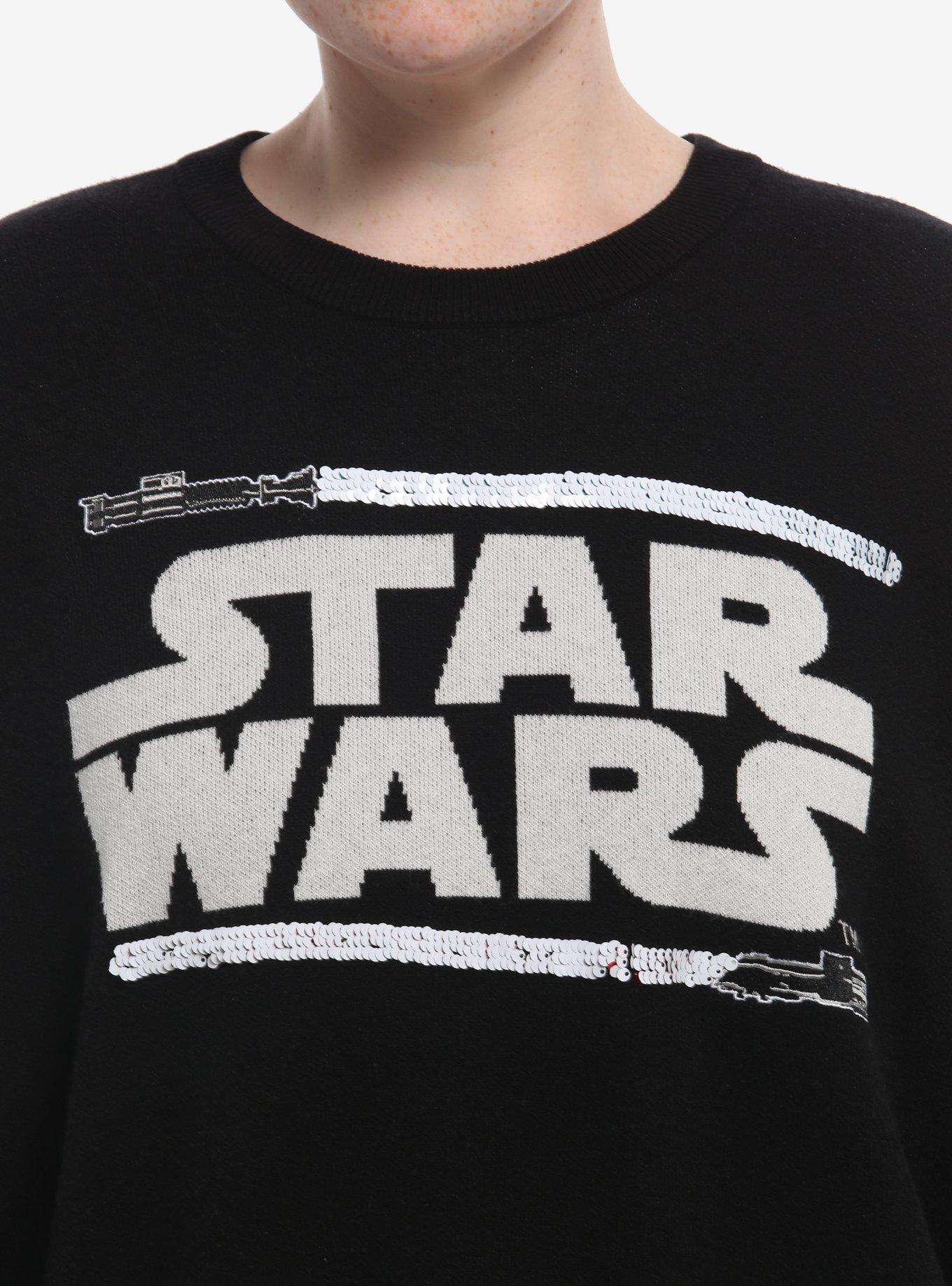 Her Universe Star Wars Sequin Flip Lightsabers Plus Size Sweater Her Universe Exclusive, MULTI, alternate - view 4