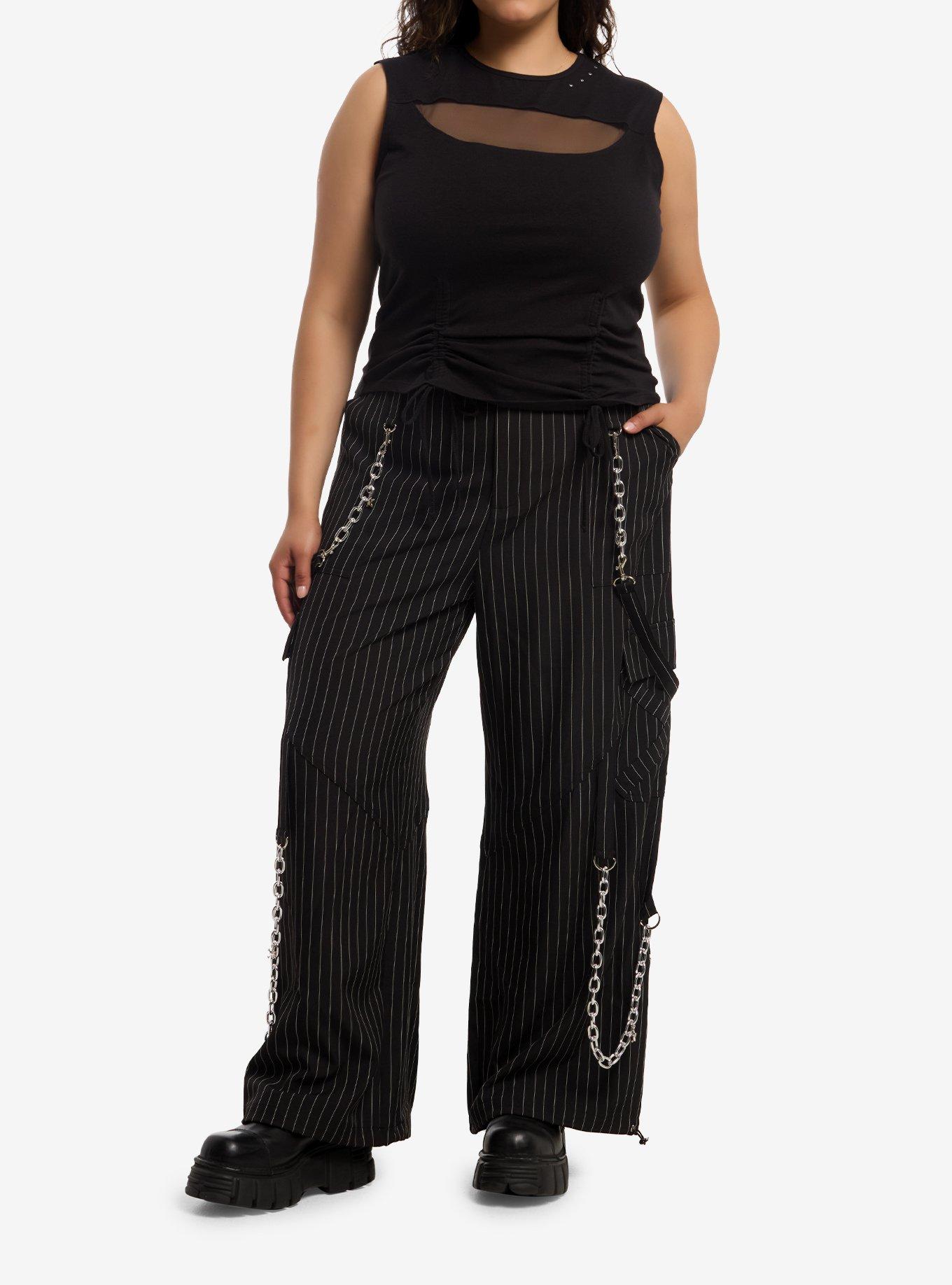 Social Collision Black Mesh Cutout Girls Tank Top Plus Size, , hi-res