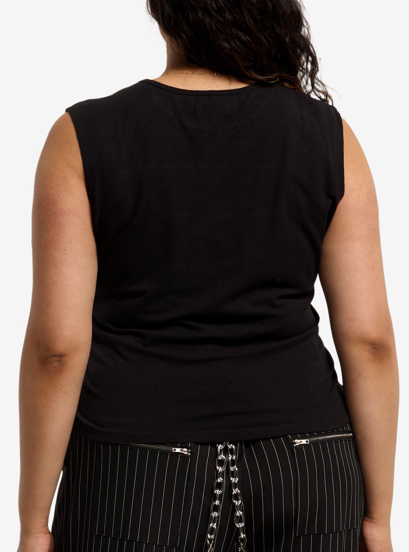 Social Collision Black Mesh Cutout Girls Tank Top Plus Size, MULTI, alternate