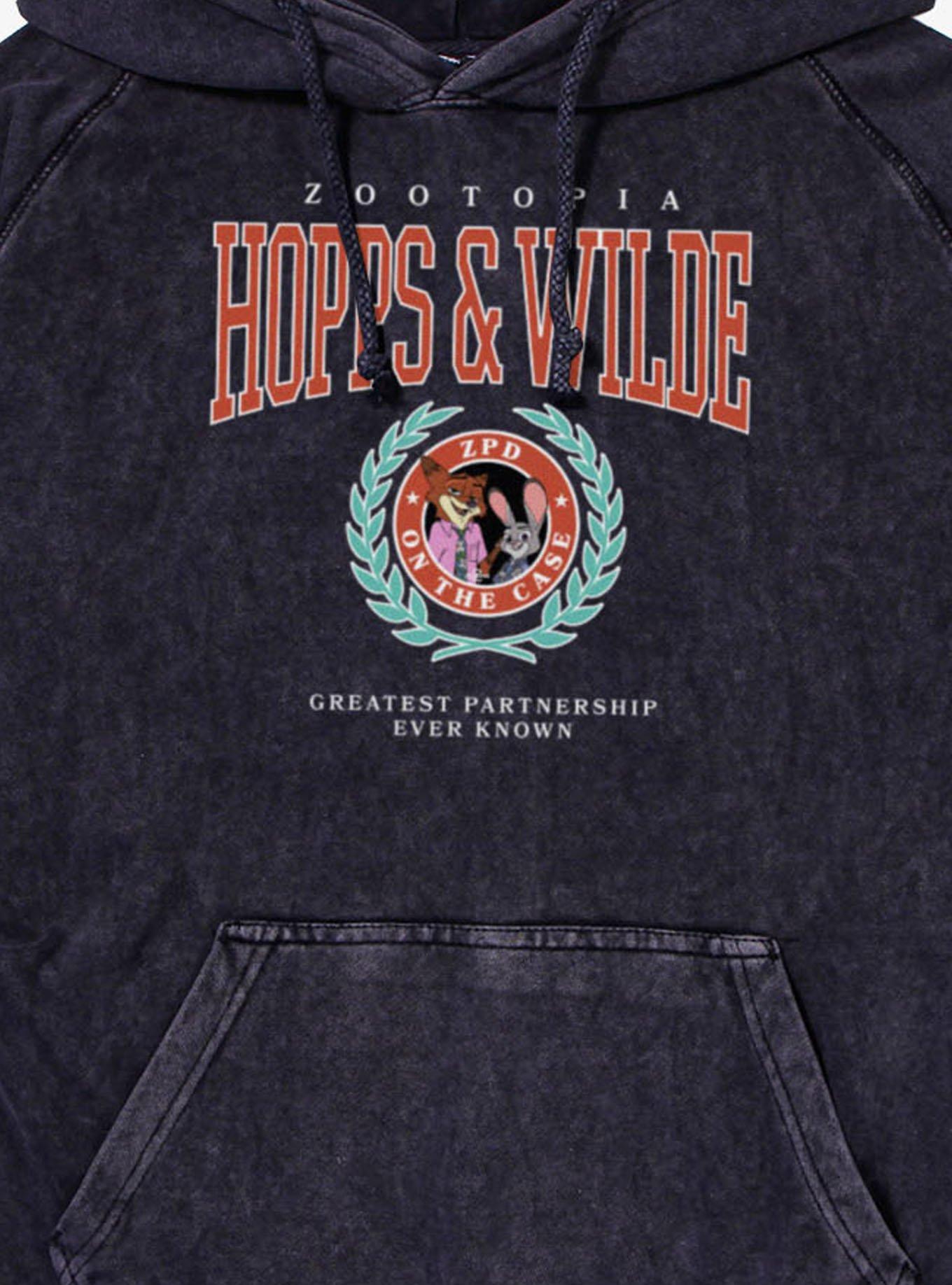 Disney Zootopia 2 Hopps Wilde Crest Mineral Wash Hoodie Hot Topic Exclusive, , hi-res