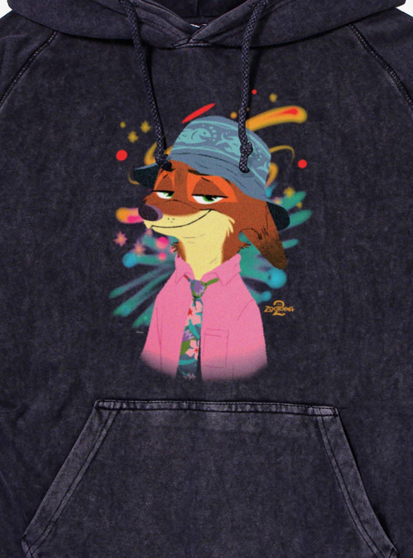 Disney Zootopia 2 Cosmic Nick Wilde Mineral Wash Hoodie, , hi-res
