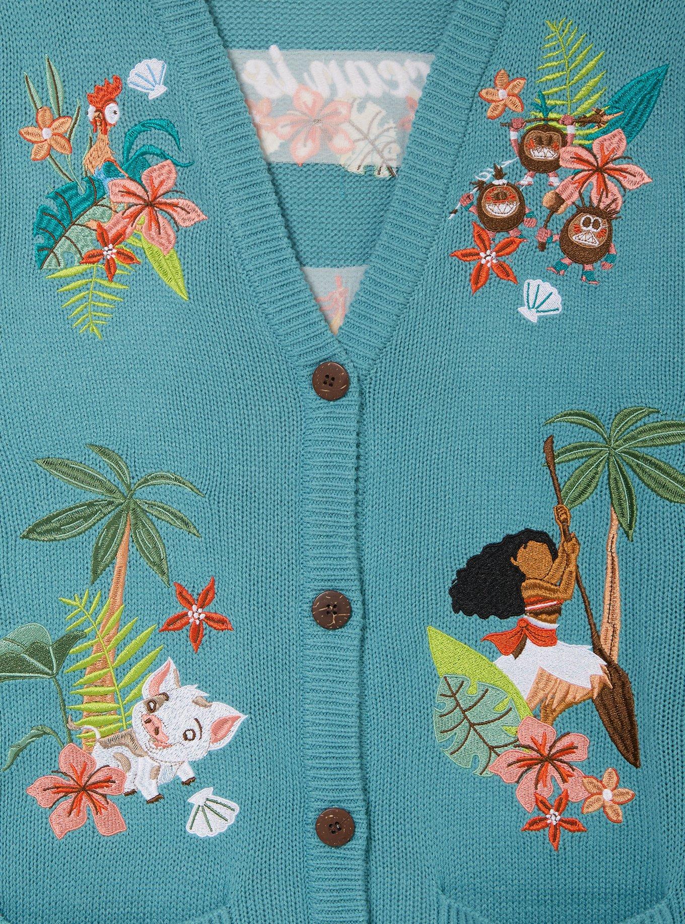 Disney Moana Embroidered Cardigan, MULTI, alternate - view 3