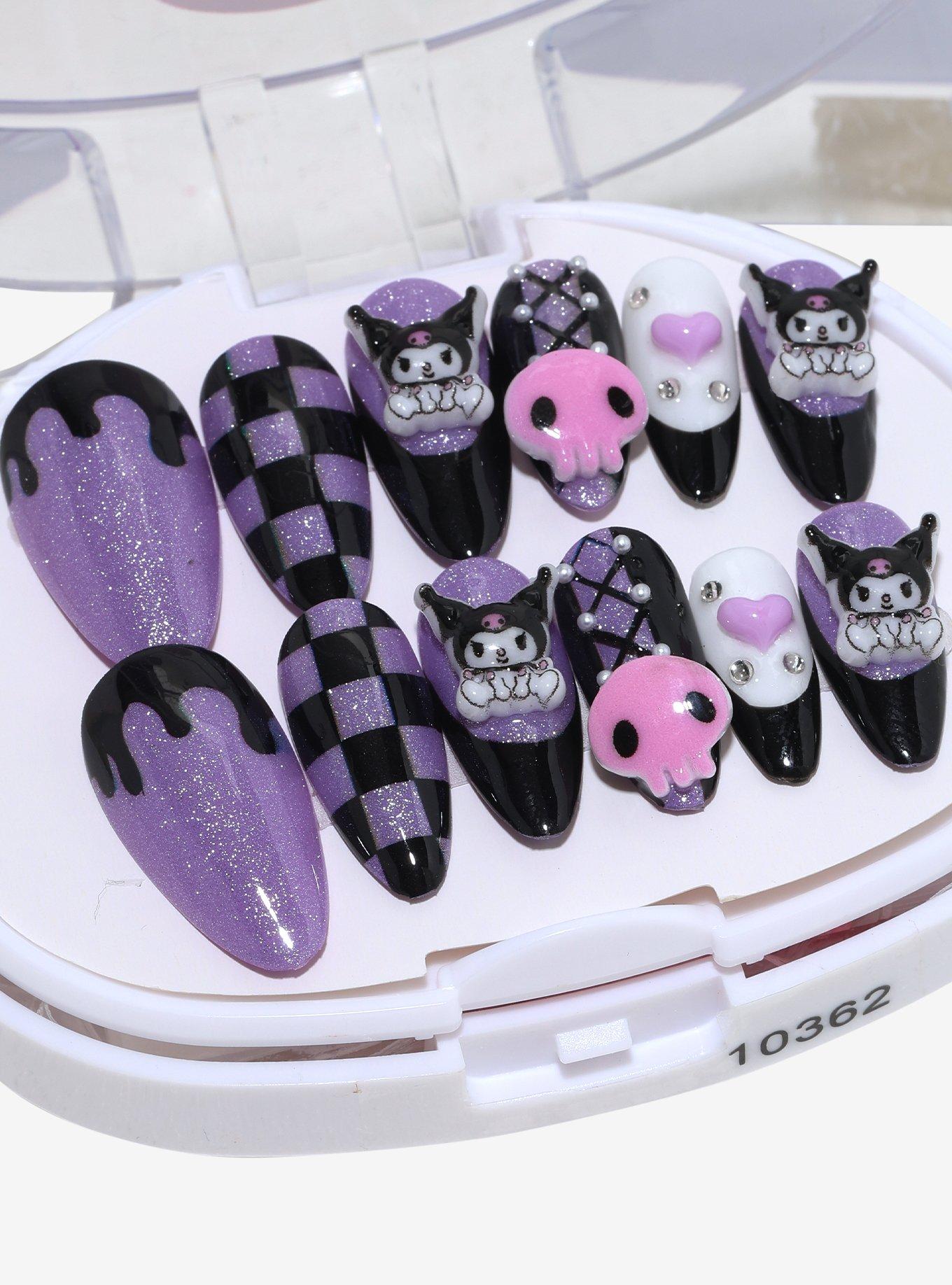 3H Nails Kuromi Checker Press-On Nail Set, , hi-res