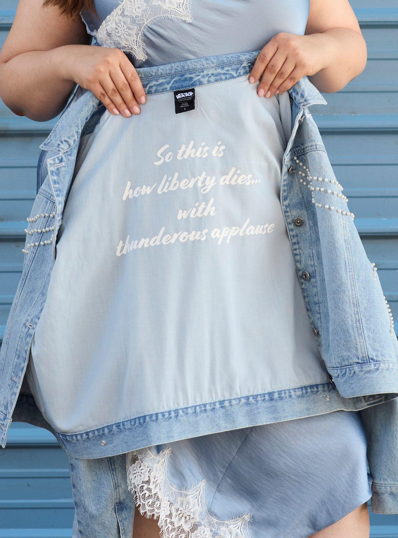 Her Universe Star Wars Padm&eacute; Pearl Plus Size Cropped Denim Jacket Her Universe Exclusive, LIGHT WASH, alternate - view 5