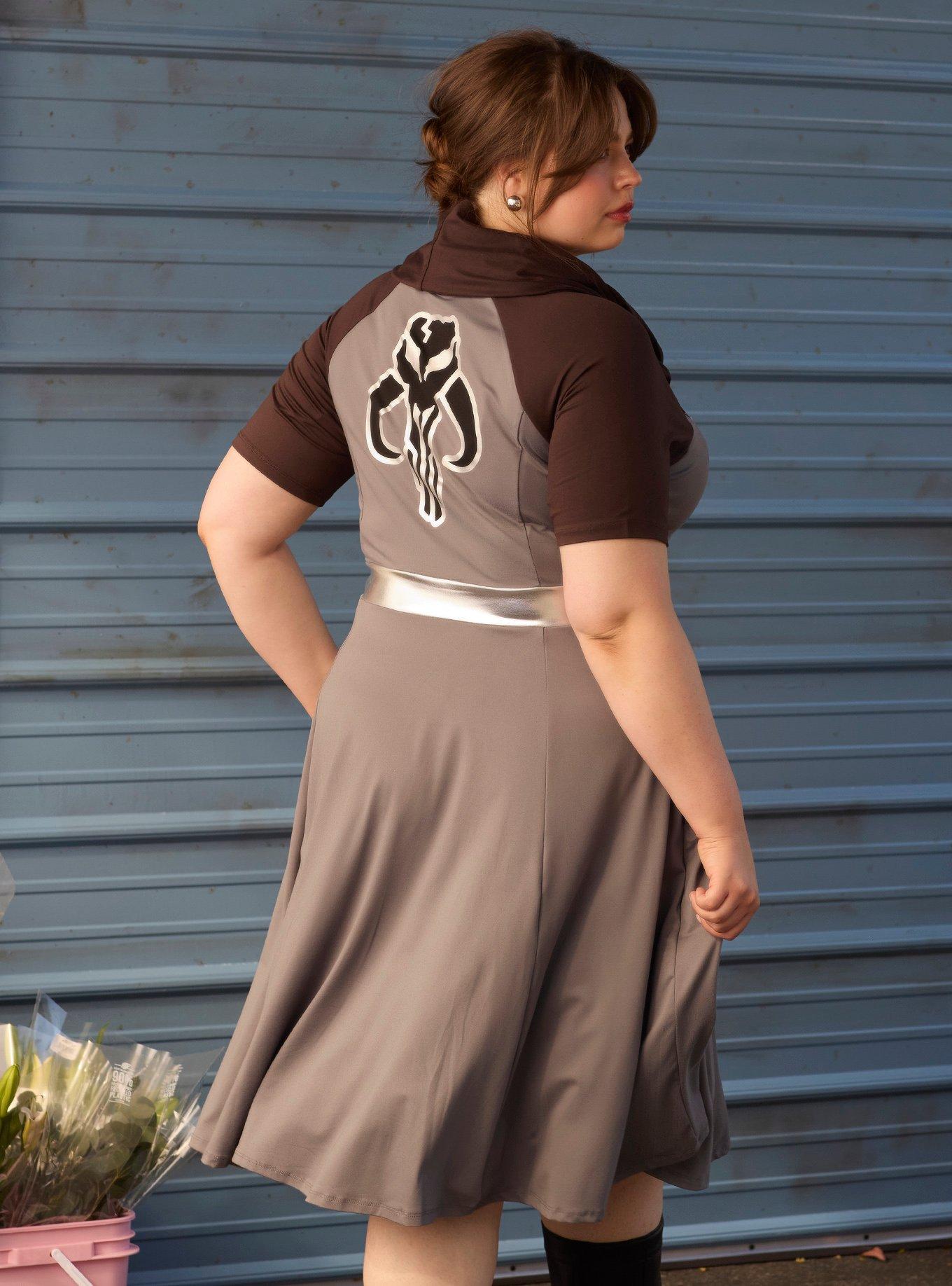 Her Universe Star Wars The Mandalorian Cowl Hood Plus Size Dress Her Universe Exclusive, , hi-res
