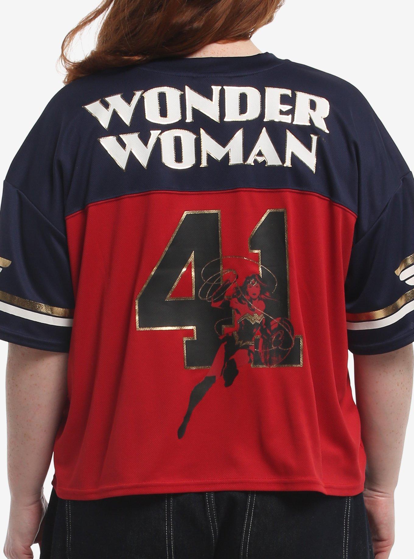 Her Universe DC Comics Wonder Woman Plus Size Cropped Football Jersey Her Universe Exclusive, , hi-res
