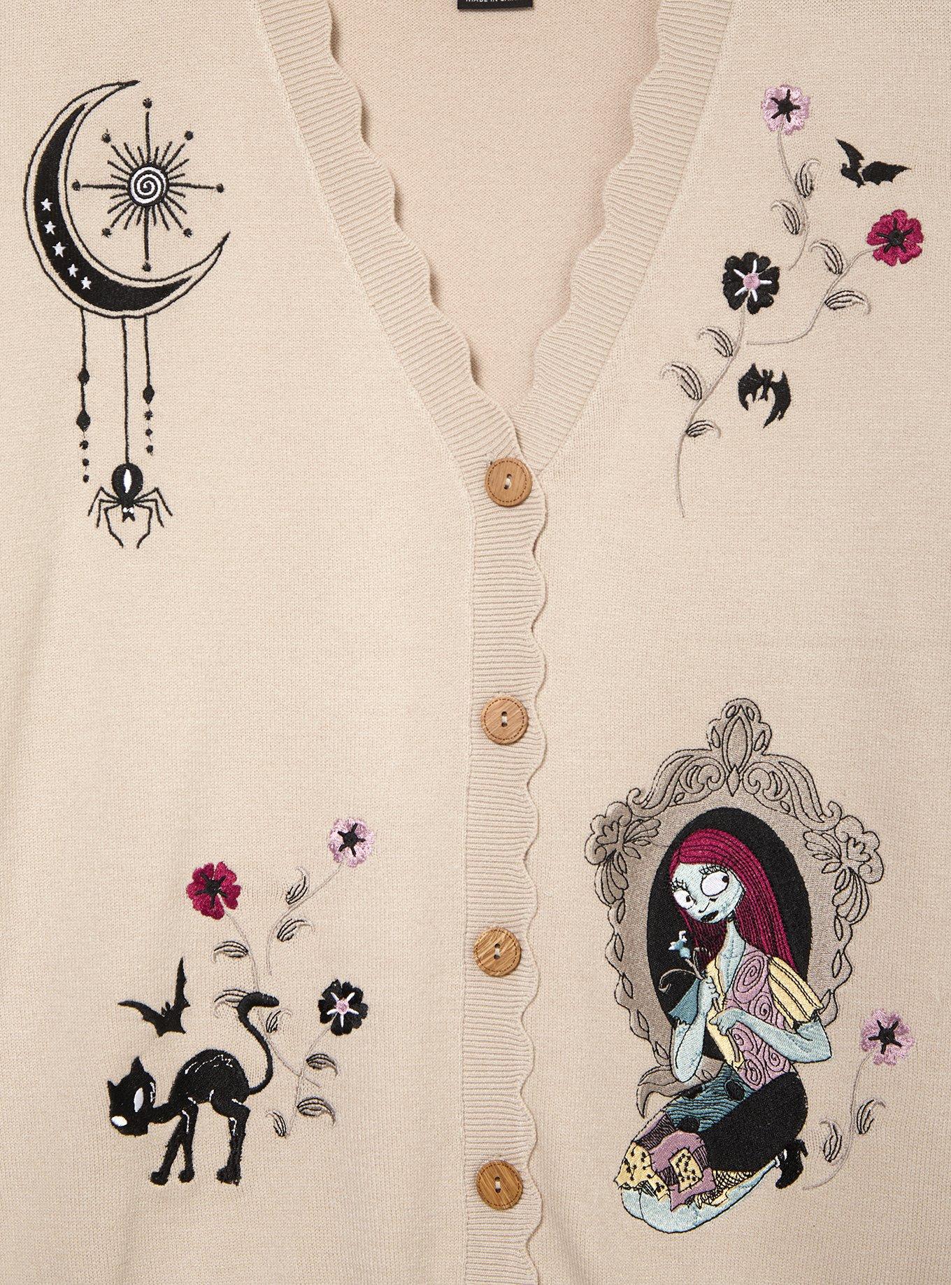 Disney The Nightmare Before Christmas Sally Embroidered Icons Women's Plus Scalloped Cardigan - BoxLunch Exclusive