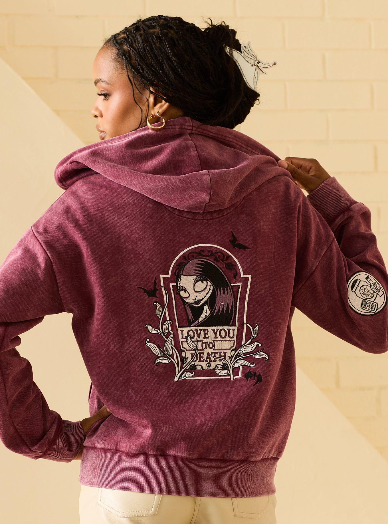 Disney The Nightmare Before Christmas Love You to Death Sally Women's Cropped Zippered Hoodie - BoxLunch Exclusive