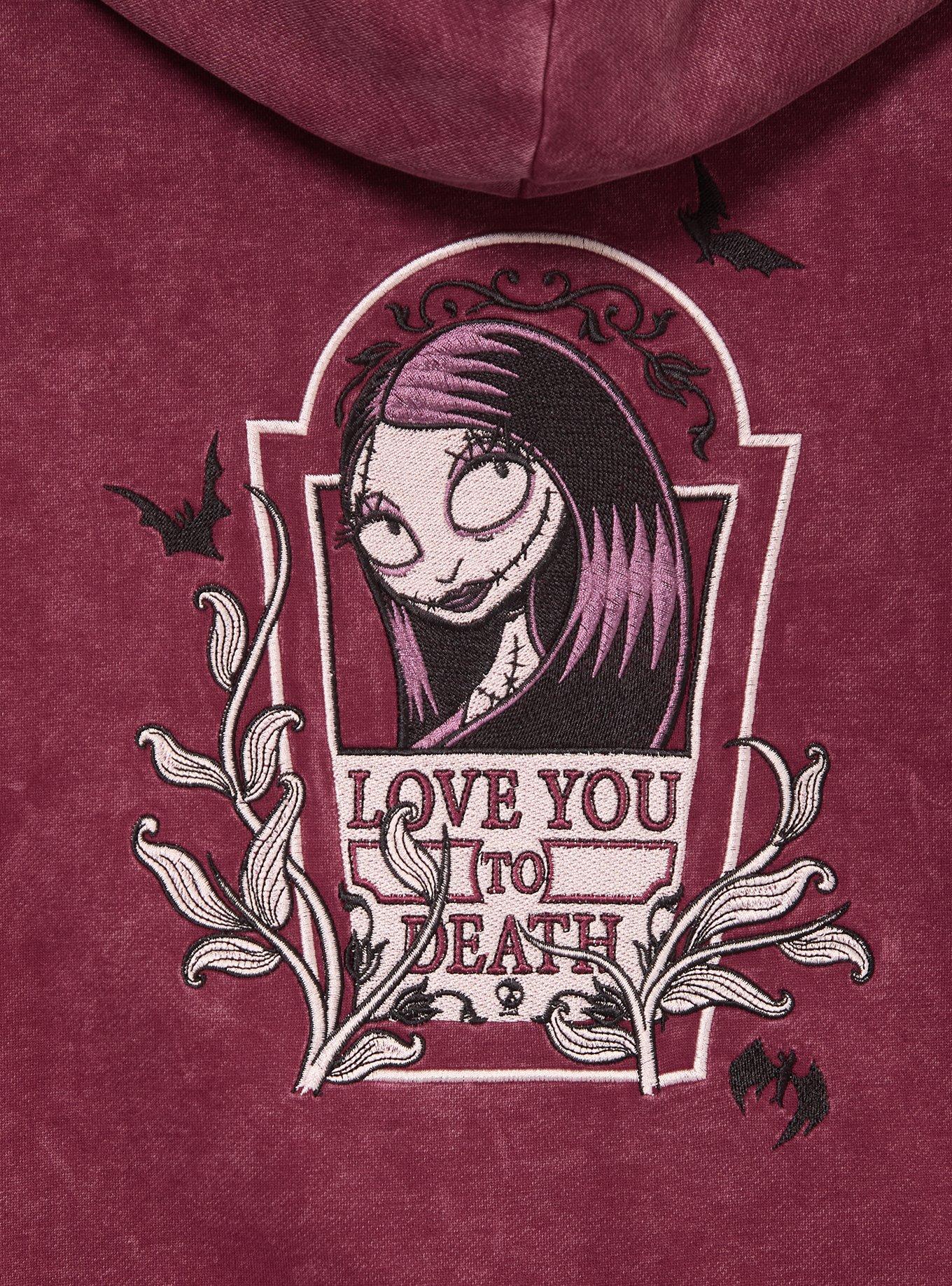 Disney The Nightmare Before Christmas Love You to Death Sally Women's Plus Cropped Zippered Hoodie - BoxLunch Exclusive