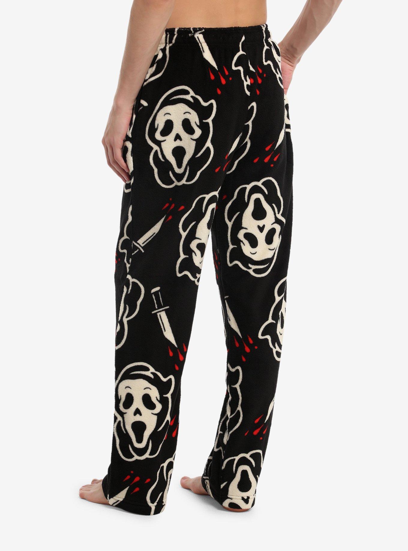 Ghost Face Mask Fuzzy Pajama Pants, , hi-res