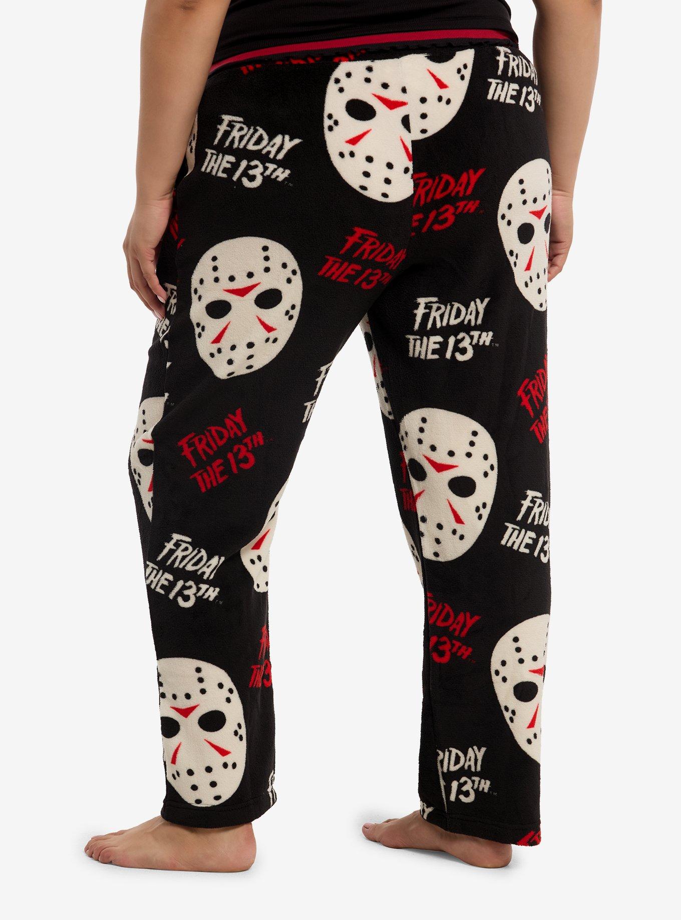 Friday The 13th Masks Fuzzy Pajama Pants Plus Size, , hi-res