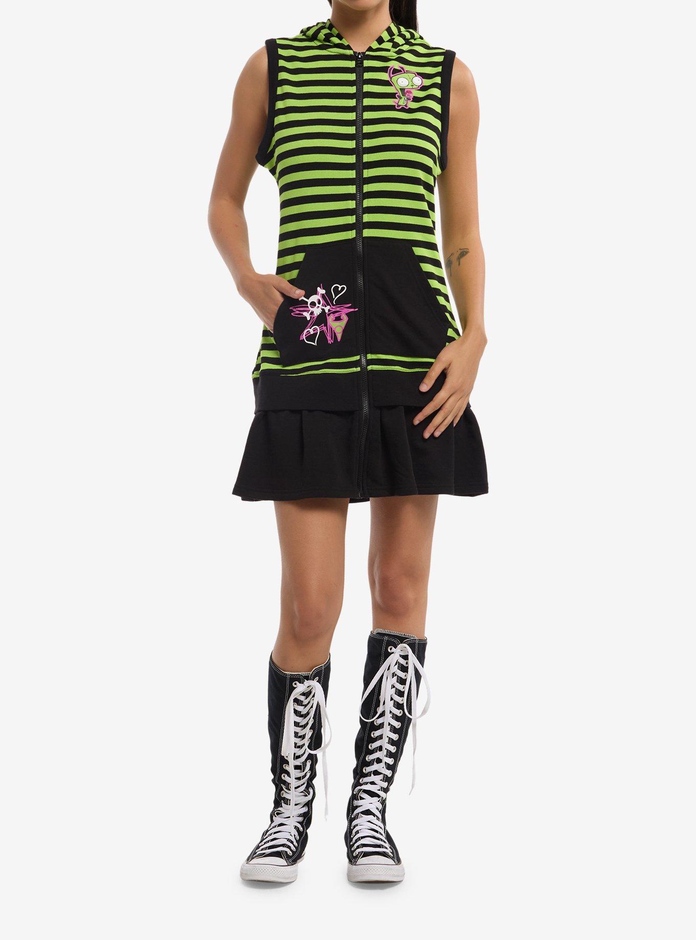 Invader Zim GIR Stripe Hoodie Dress, , hi-res