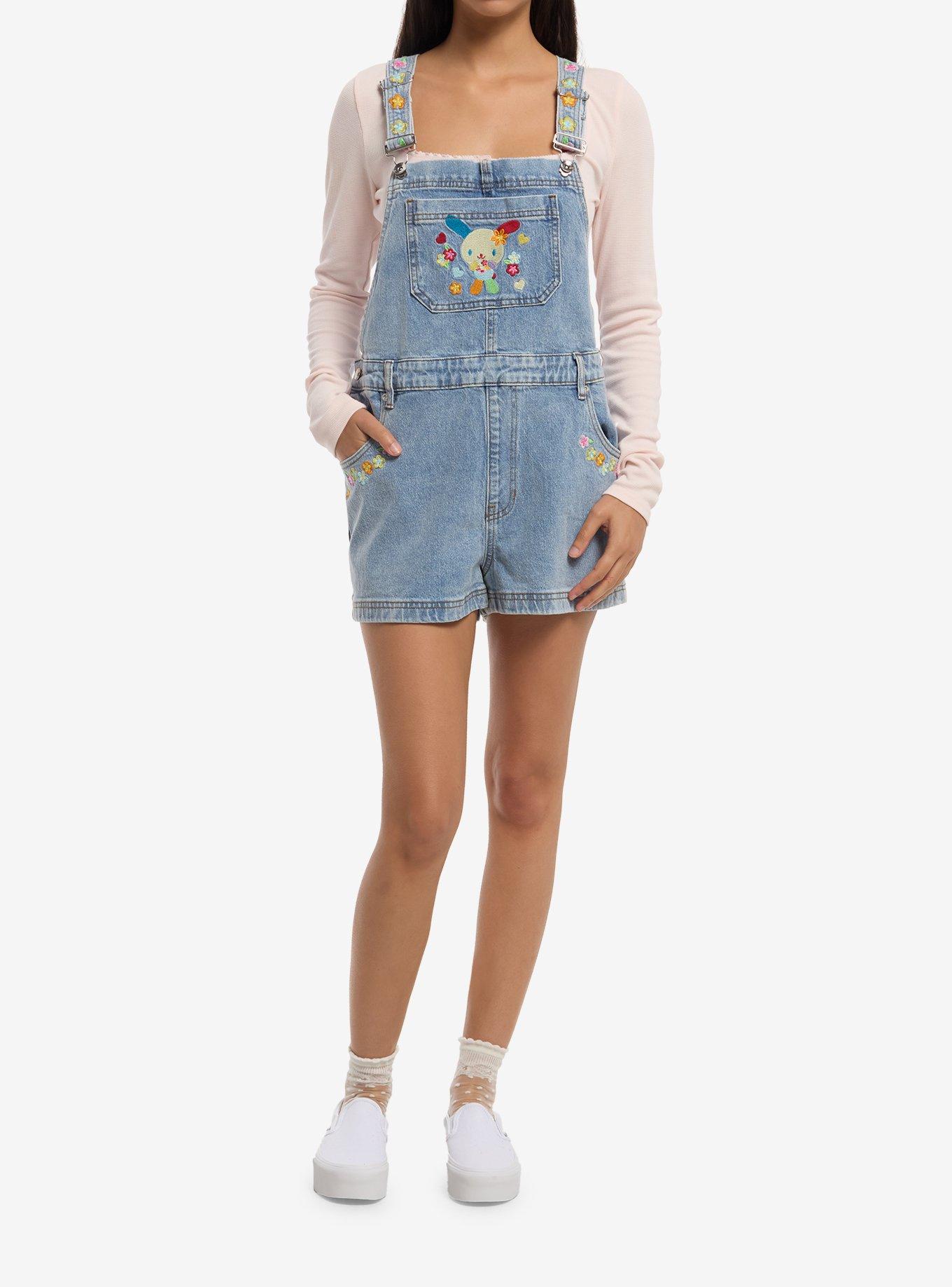 U*SA*HA*NA Flowers Oversized Denim Shortalls, , hi-res