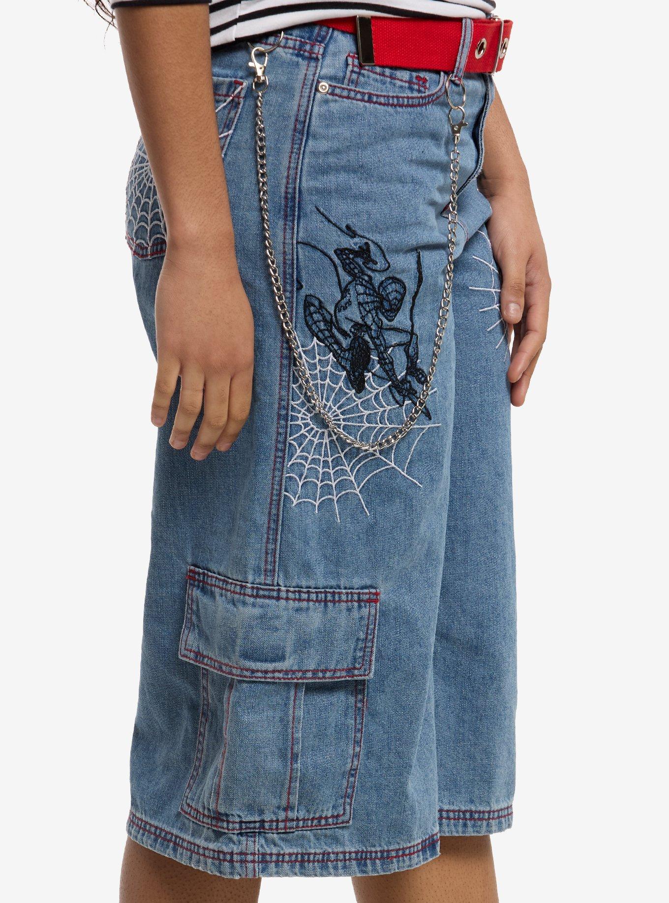 Her Universe Marvel Spider-Man Side Chain Belted Jorts, MULTI, alternate - view 3