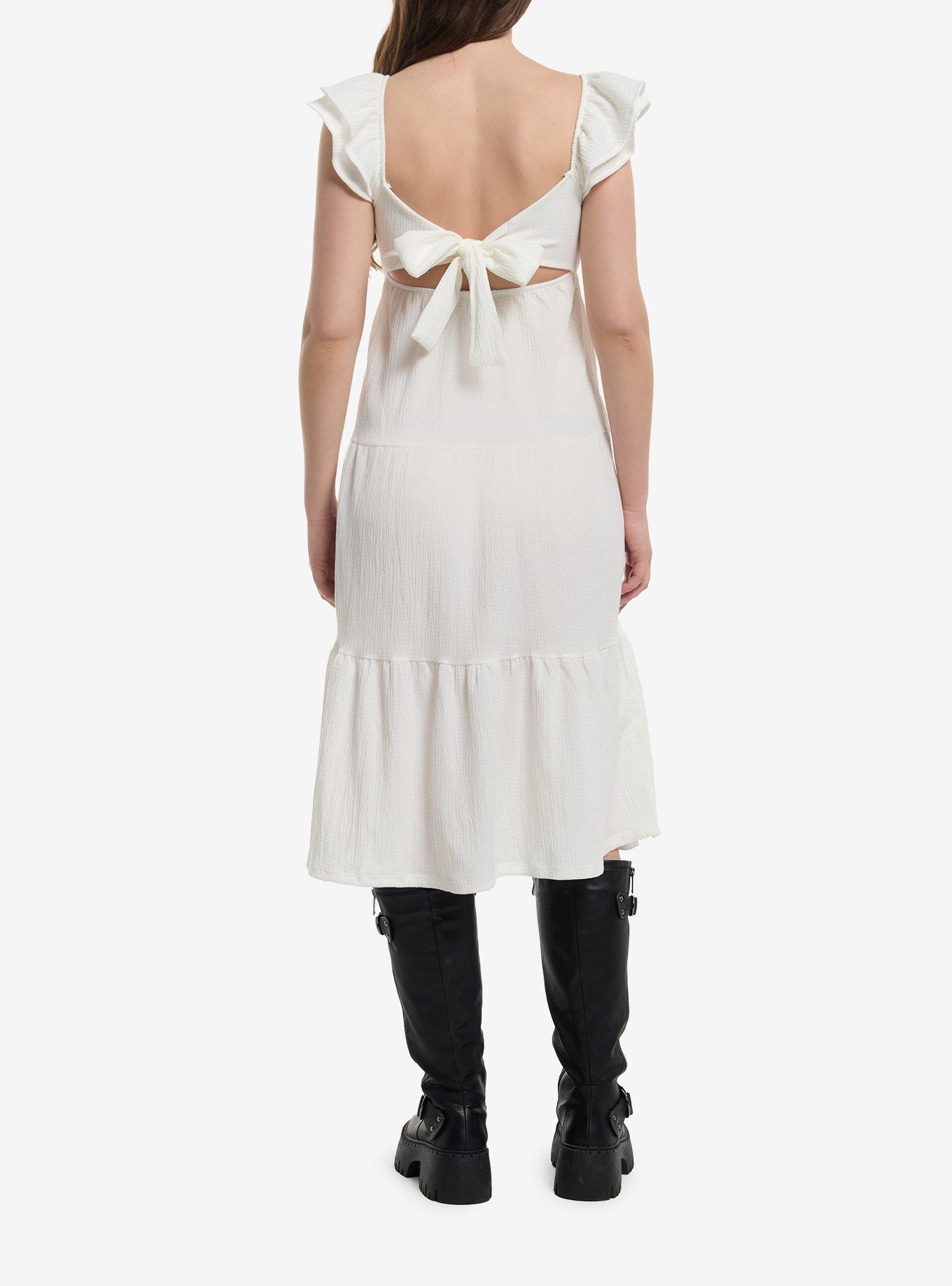 Cream Crinkle Tiered Midaxi Dress, , hi-res