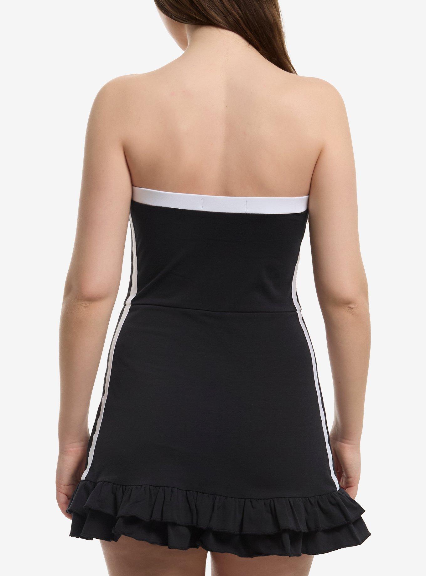 Black & White Stripe Strapless Skort Dress, MULTI, alternate