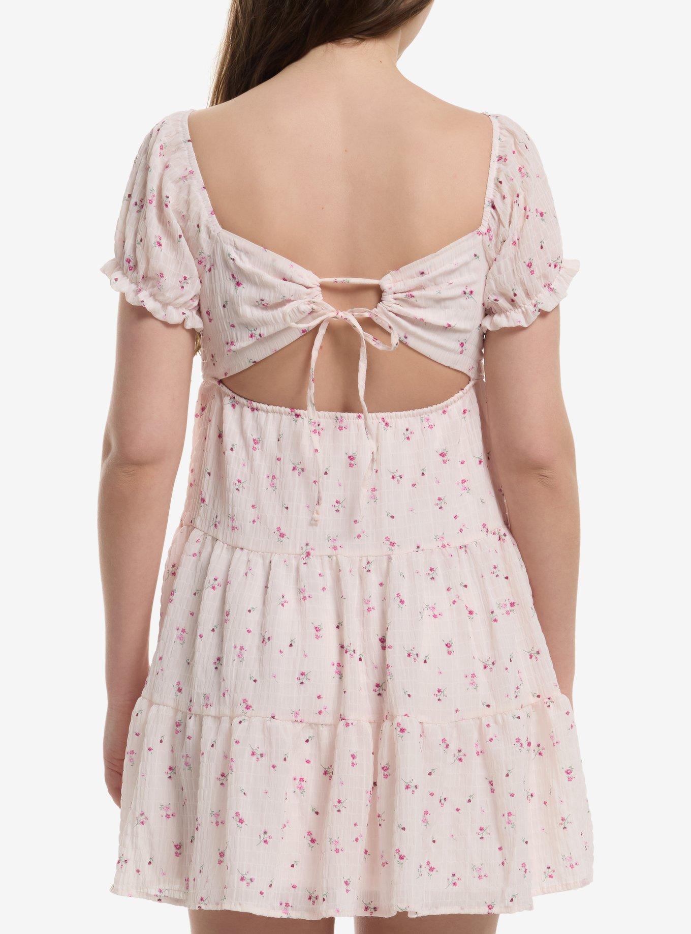 Pink Floral Tiered Babydoll Dress, MULTI, alternate