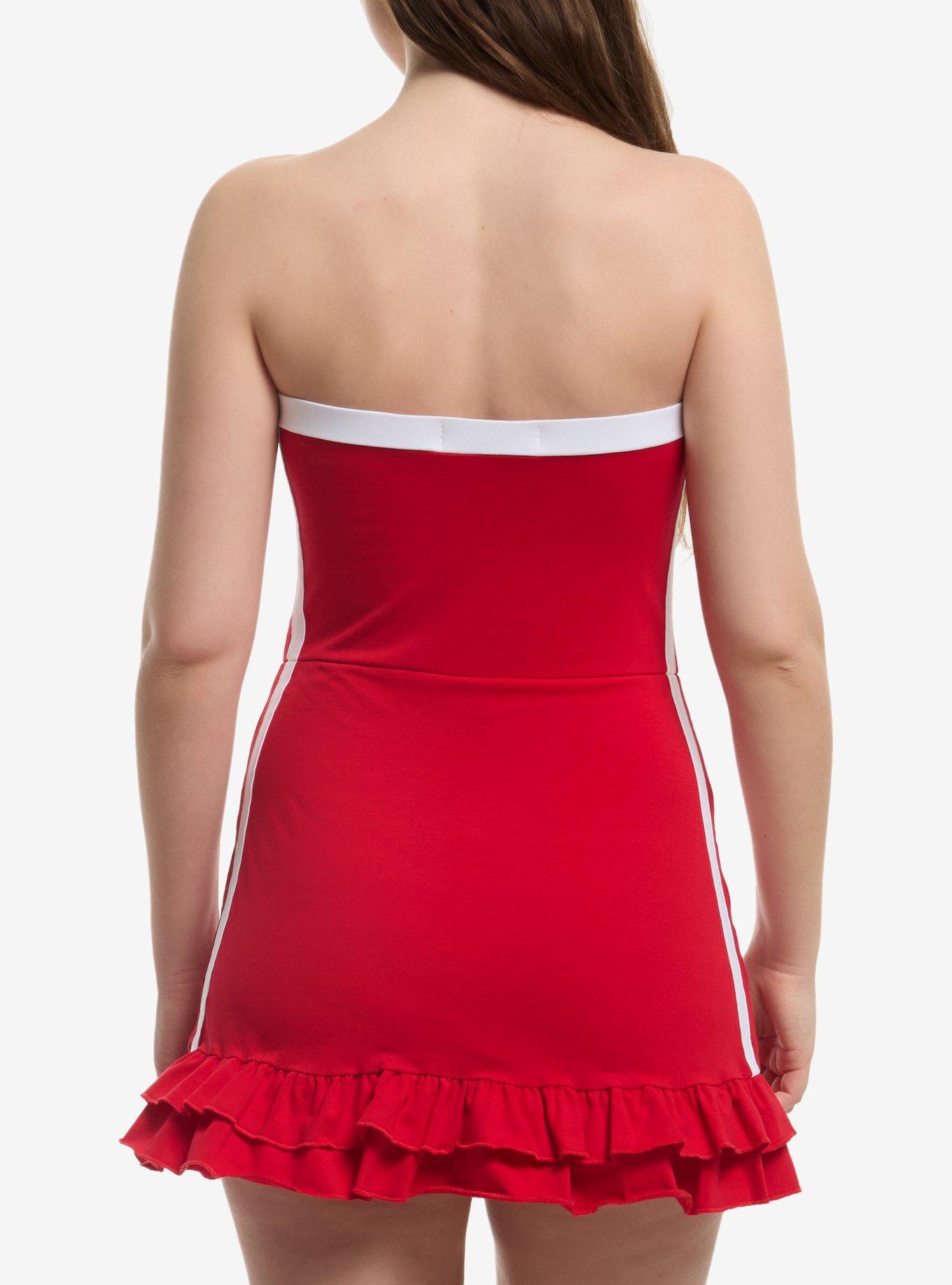 Red & White Stripe Strapless Skort Dress, MULTI, alternate