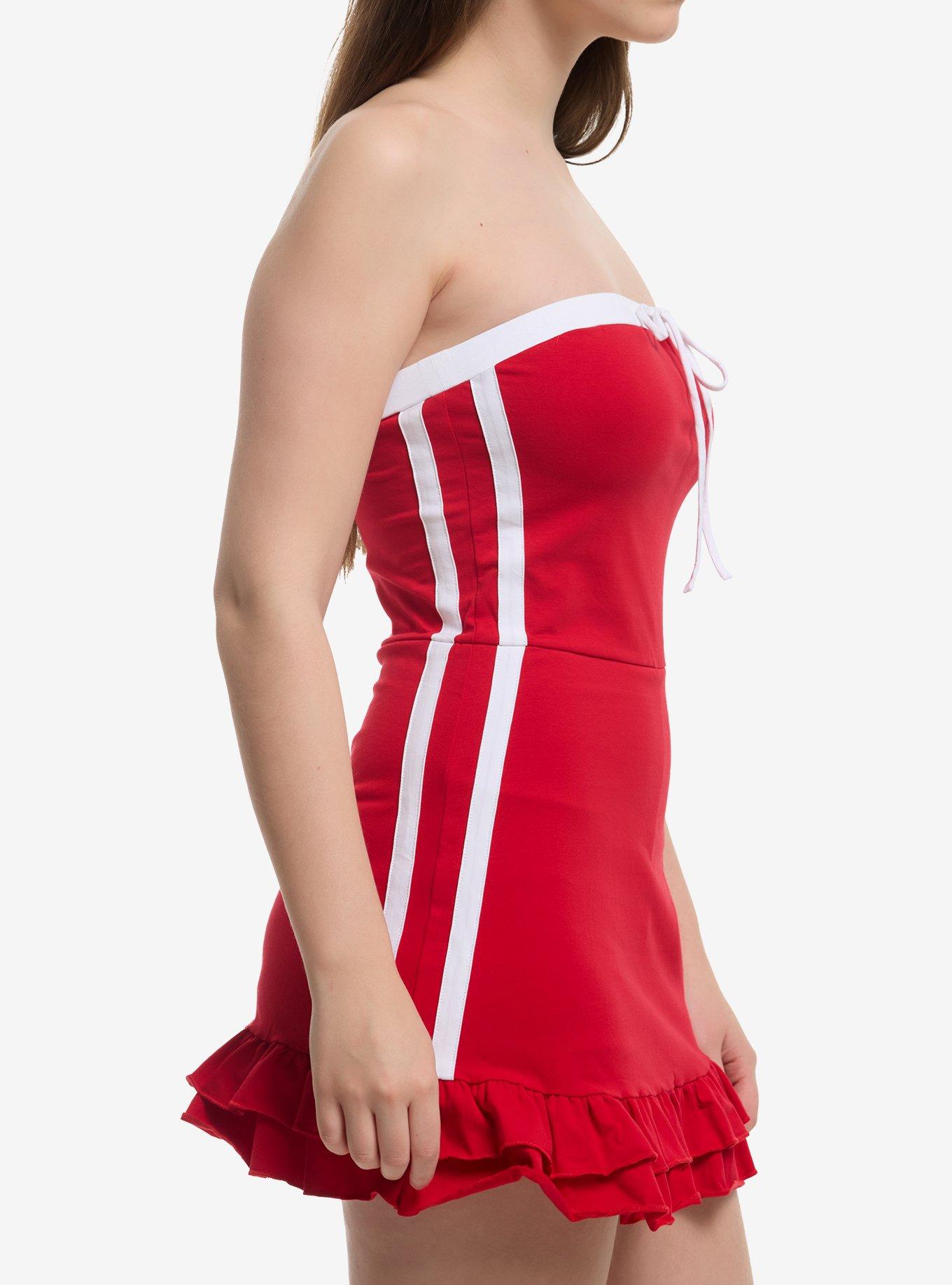 Red & White Stripe Strapless Skort Dress, MULTI, alternate