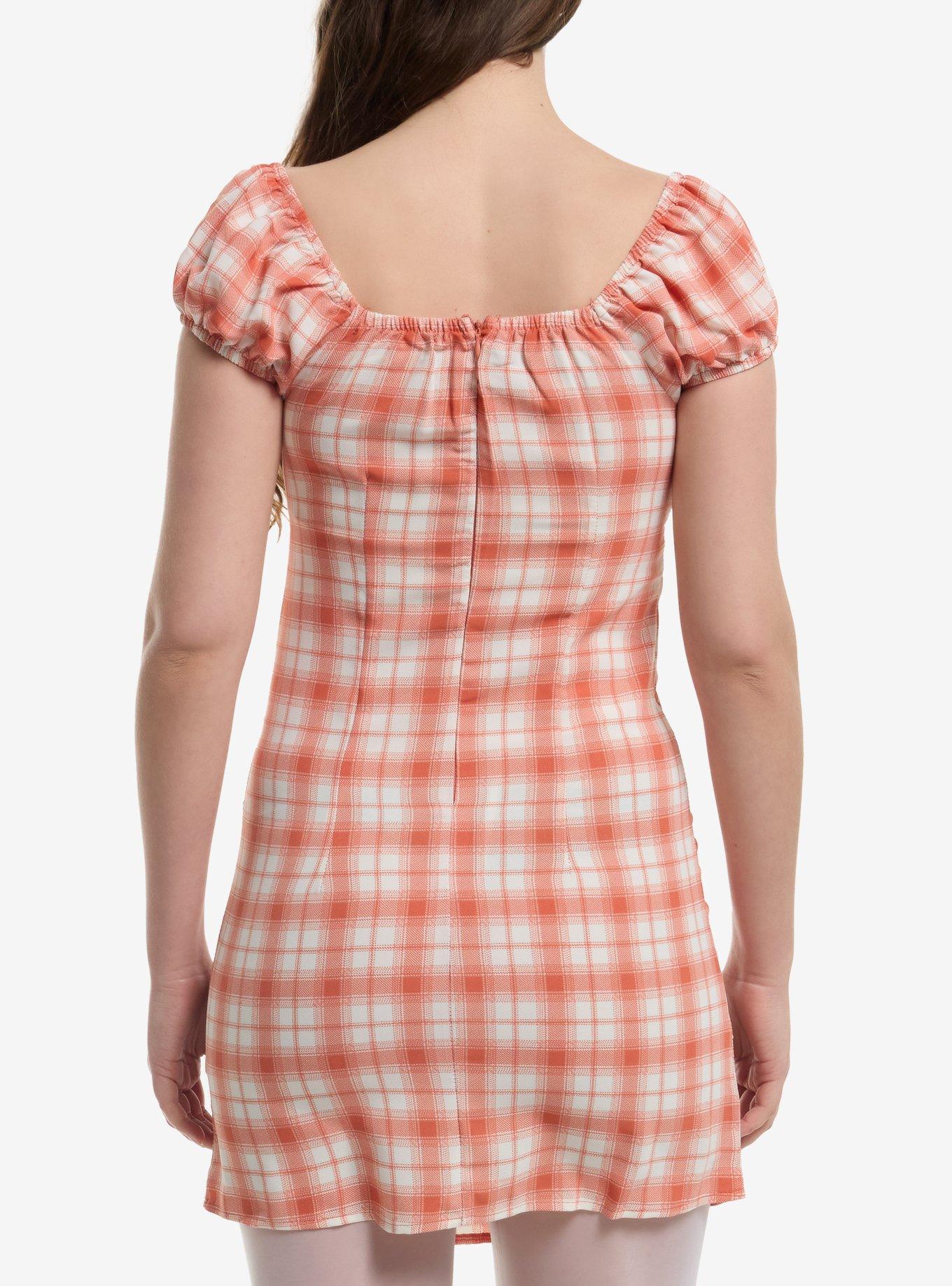 Peach & Cream Puff Sleeve Mini Dress, MULTI, alternate