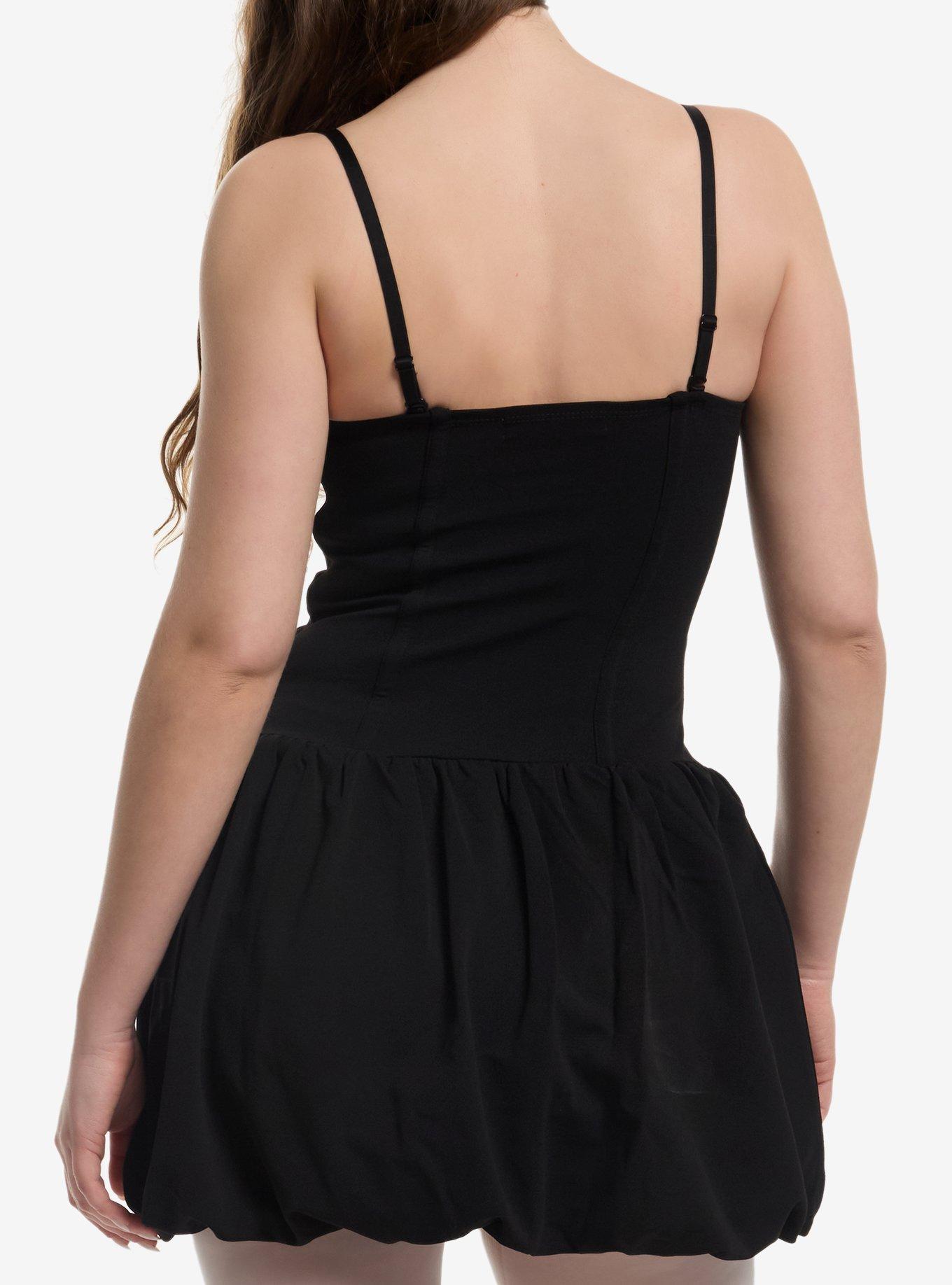 Black Bustier Bubble Mini Dress, MULTI, alternate