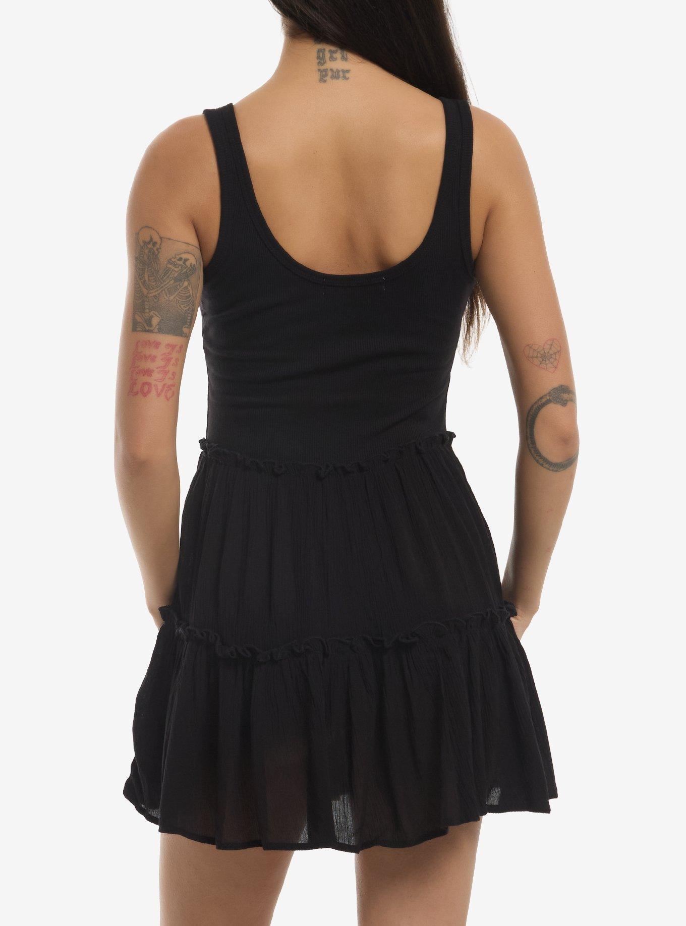 Black Tiered Mini Dress, MULTI, alternate