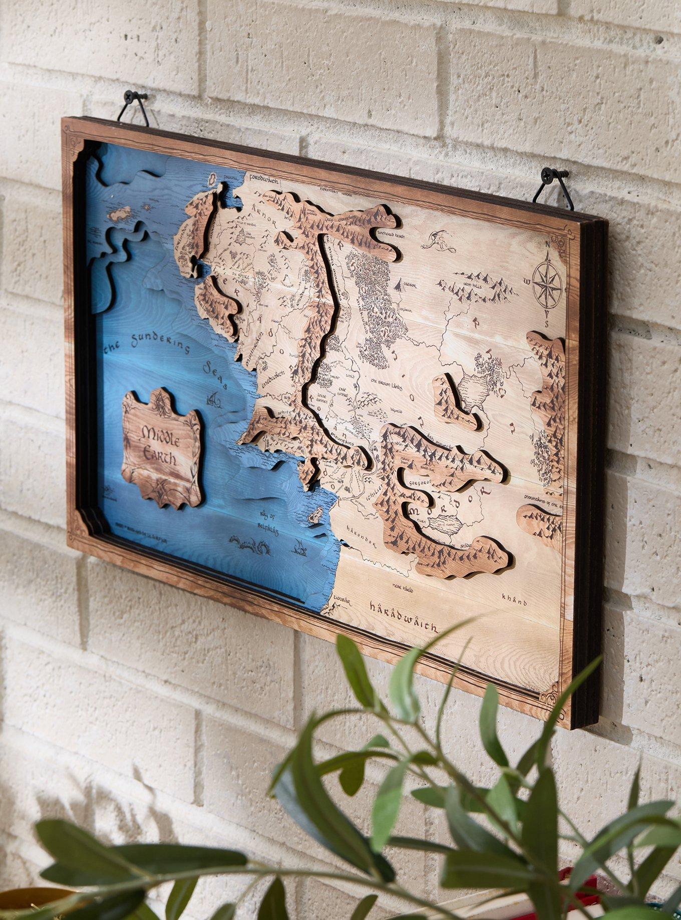 The Lord of The Rings Layered Middle-earth Map Wall Art - BoxLunch Exclusive, , hi-res