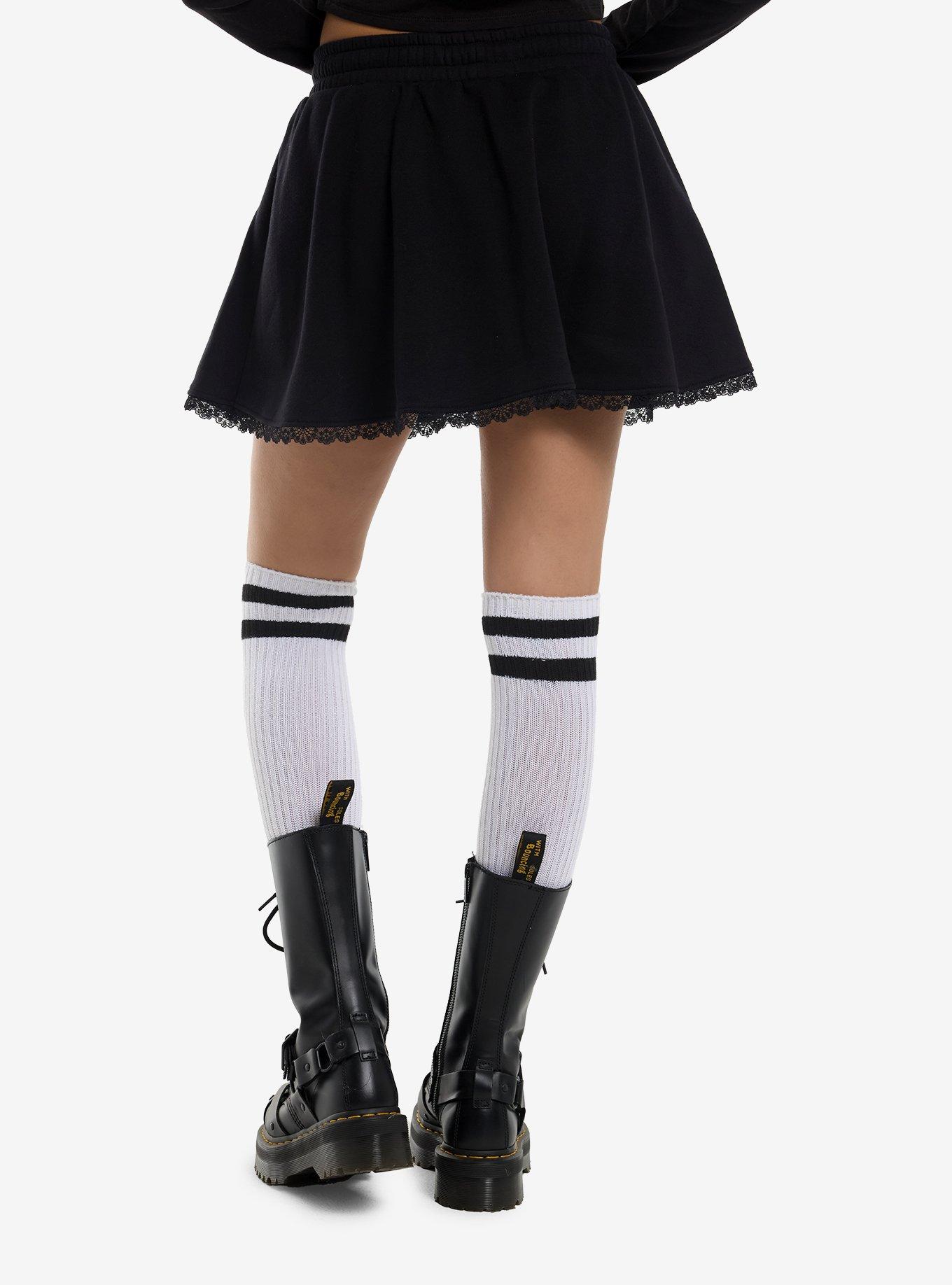 Black Lace Fleece Mini Skort, , hi-res