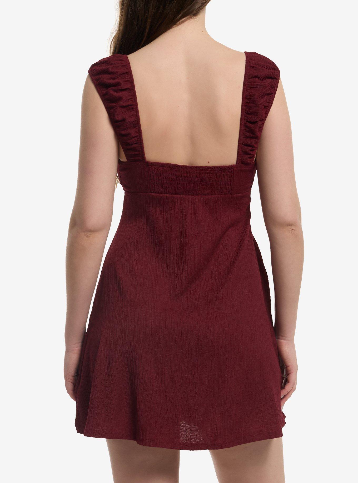 Burgundy Satin Bow Mini Dress, MULTI, alternate
