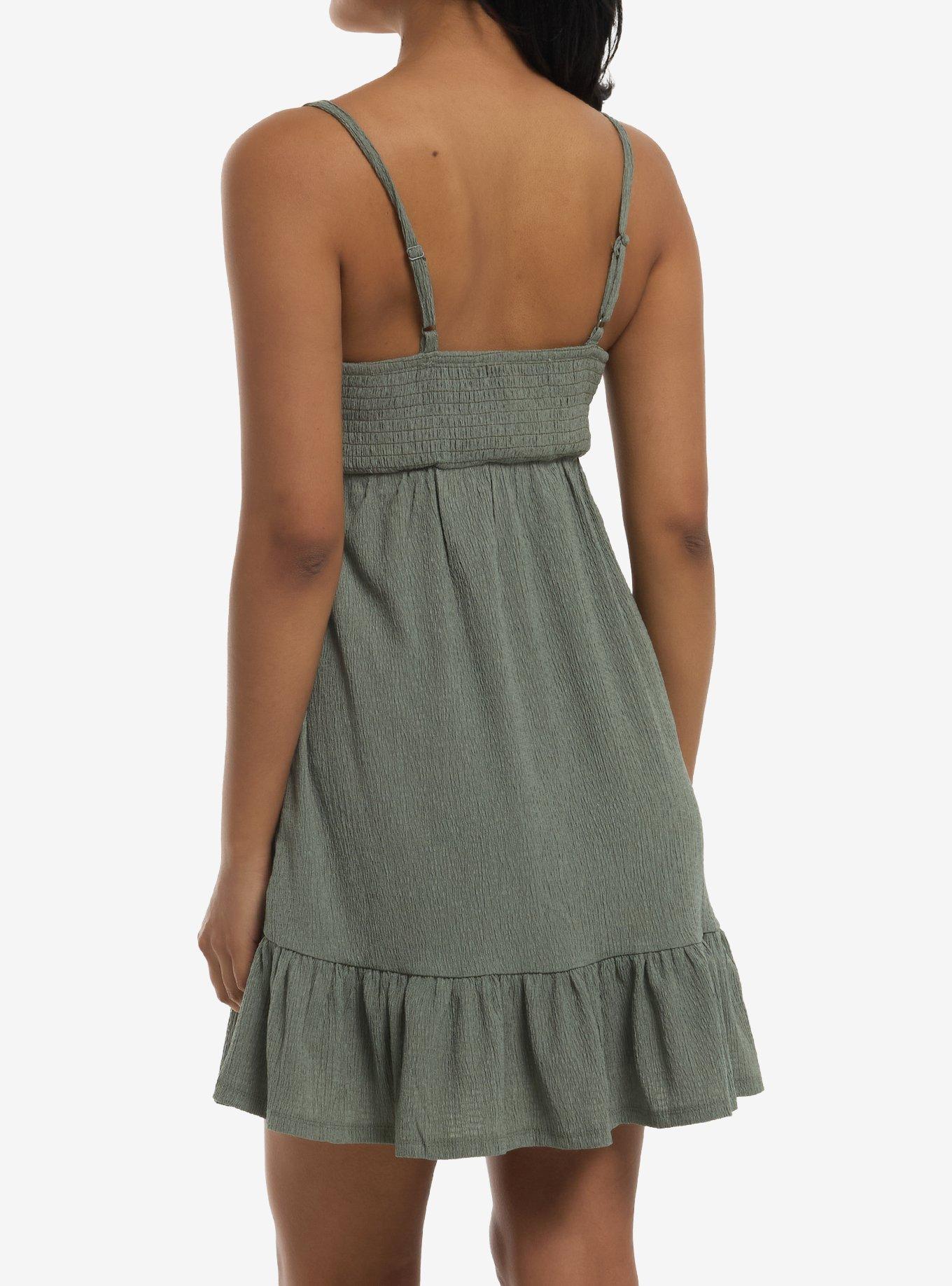 Olive Knit Tiered Babydoll Mini Dress, MULTI, alternate