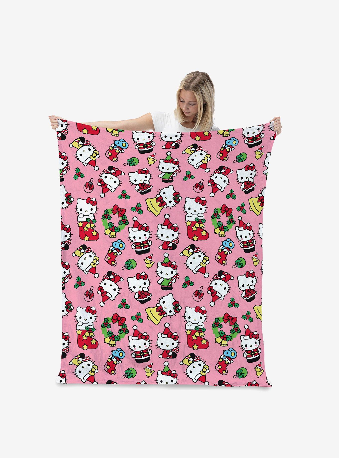 Hello Kitty Hello Mistletoe Pink Silk Touch Throw Blanket, , hi-res