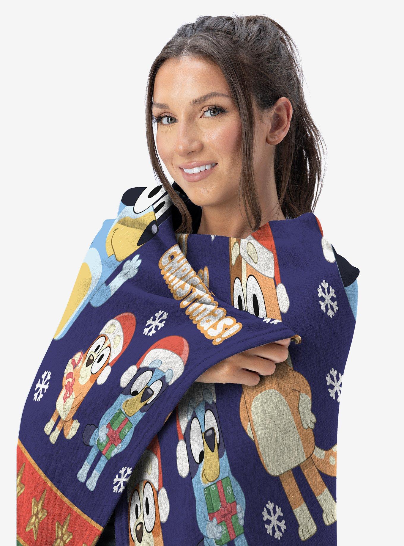 Bluey Holiday Stripe Heelers Silk Touch Throw Blanket, , alternate