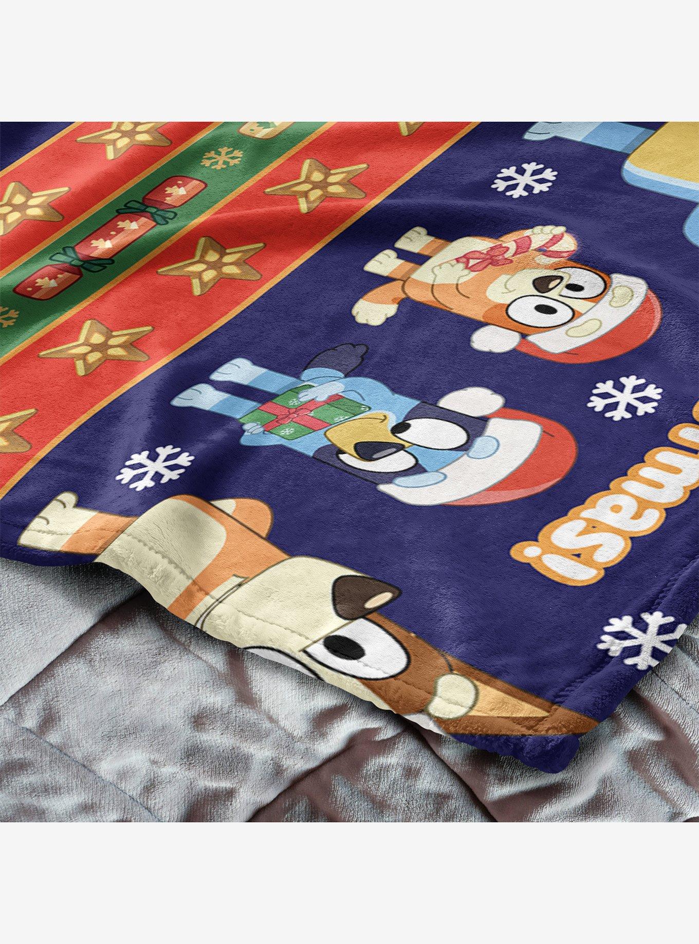 Bluey Holiday Stripe Heelers Silk Touch Throw Blanket, , alternate