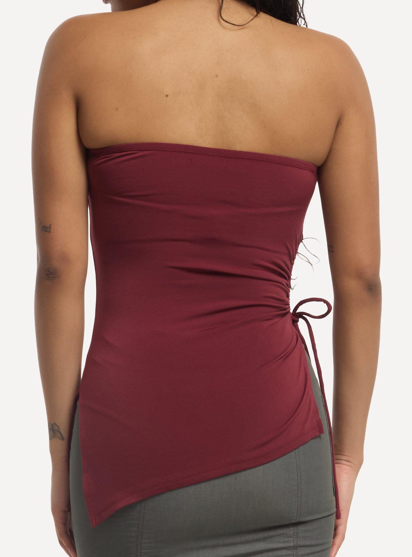 Social Collision Winged Skull Cinch Girls Tube Top, , hi-res
