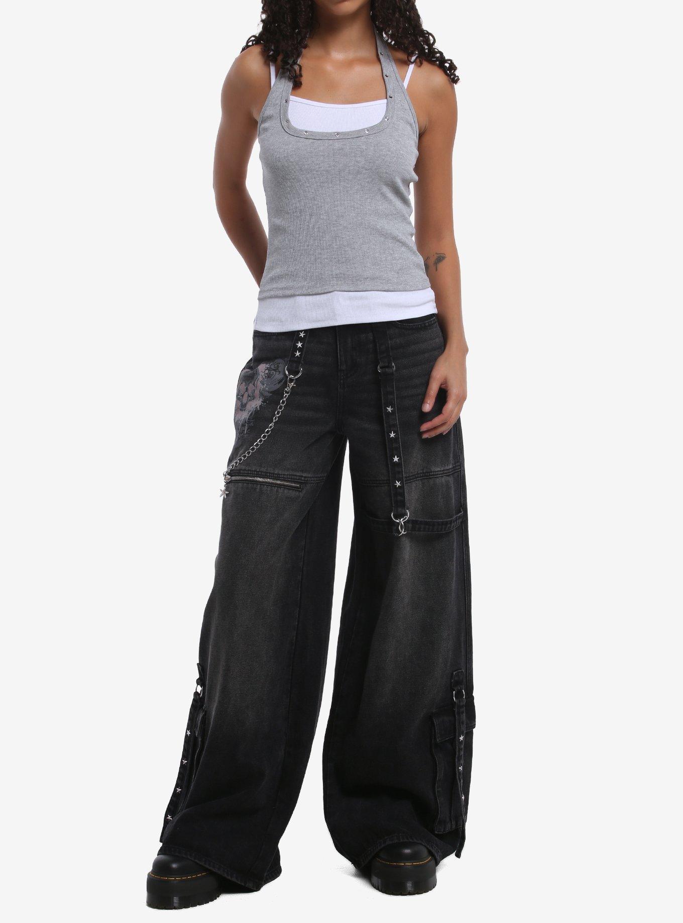 Grey Rhinestone Girls Twofer Cami, , hi-res