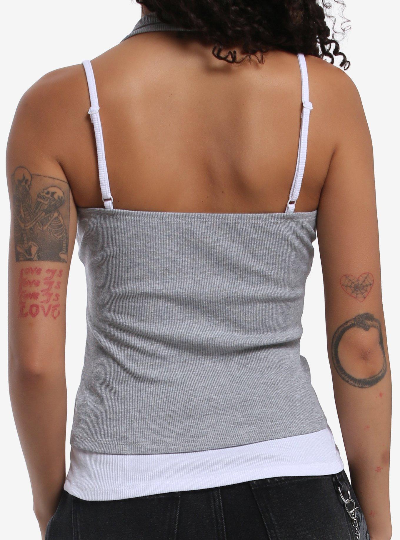 Grey Rhinestone Girls Twofer Cami, MULTI, alternate - view 3