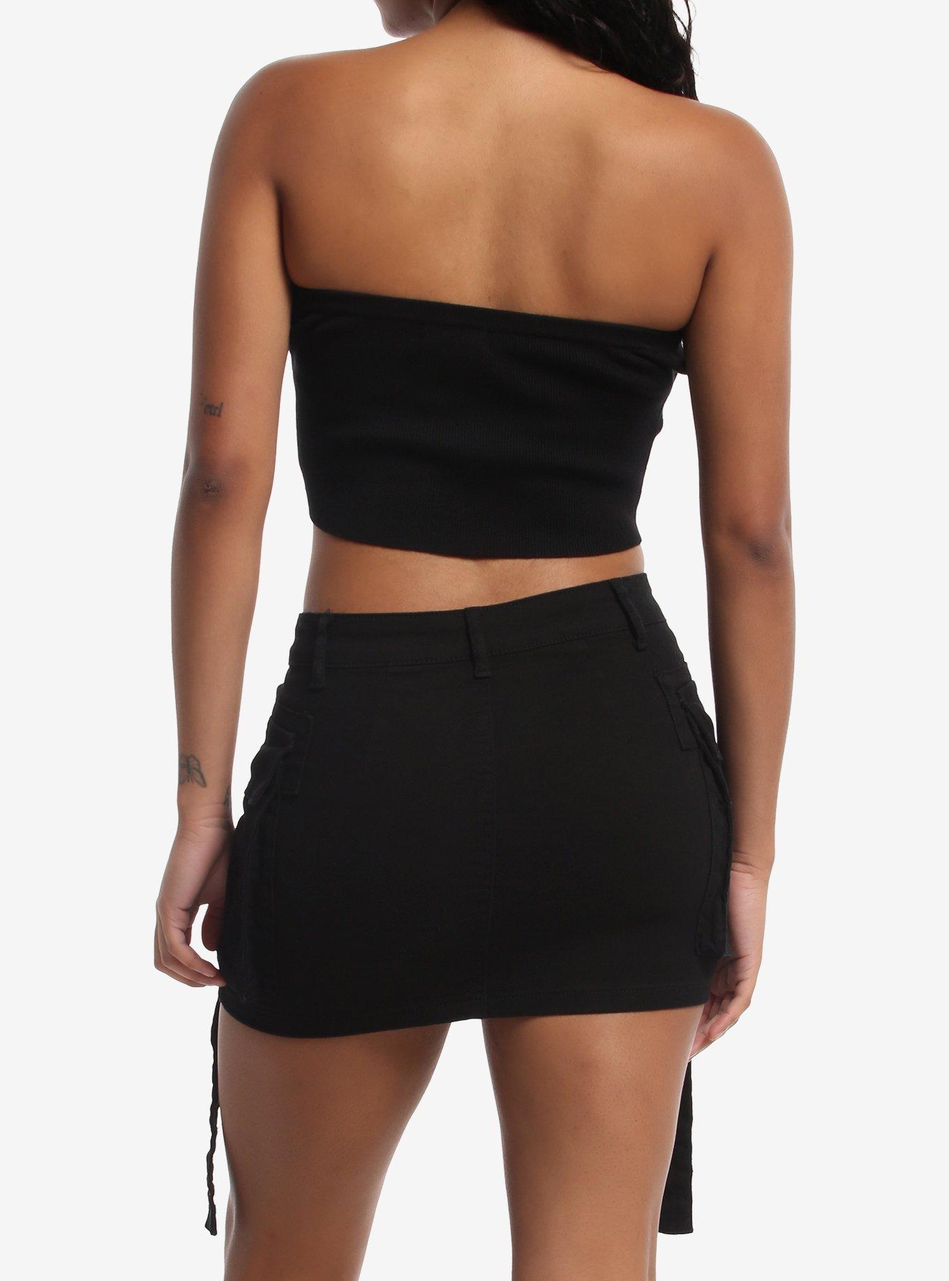 Social Collision Black Grommet Hanky Hem Girls Tube Top, MULTI, alternate - view 3