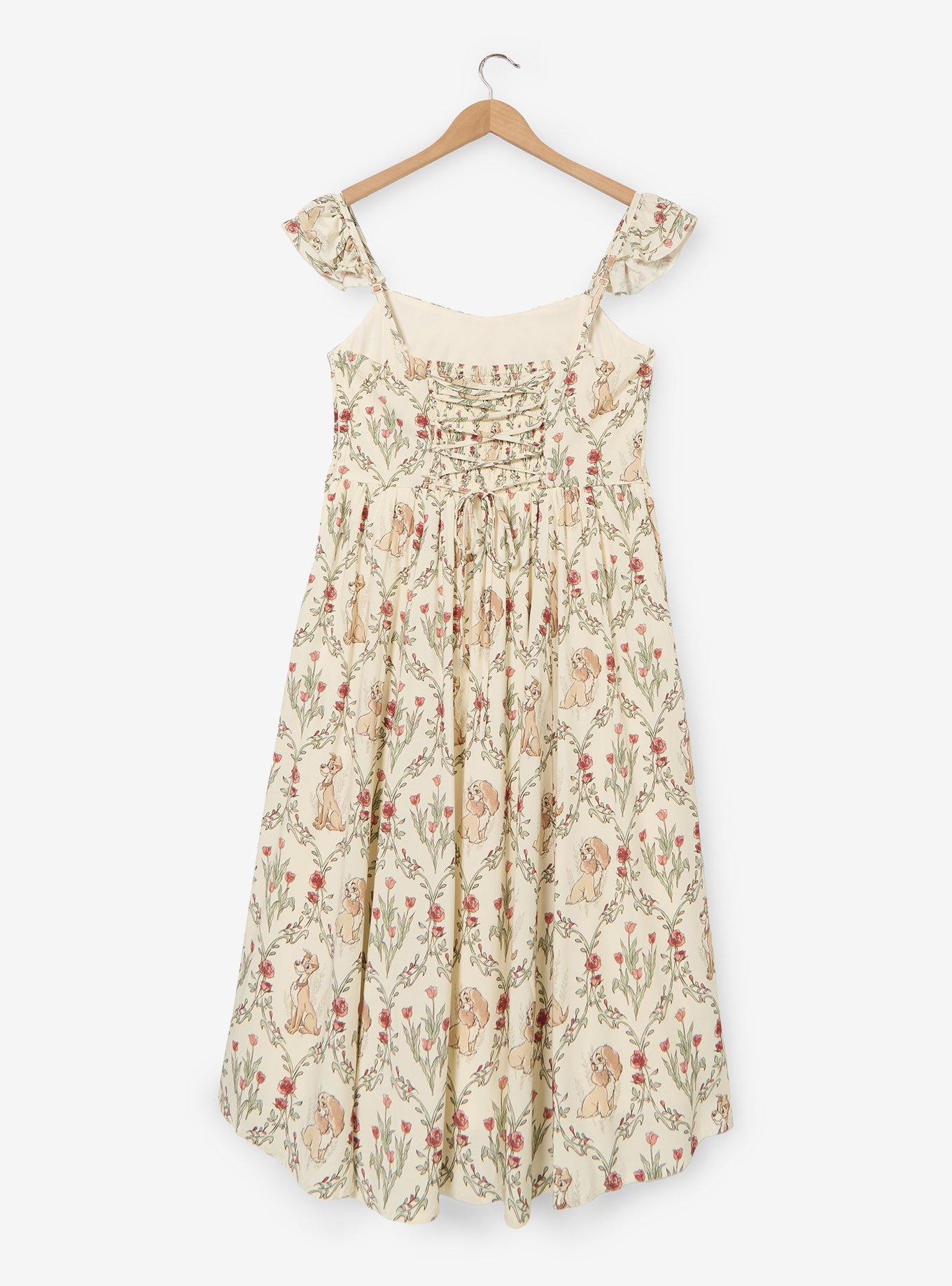 Disney Lady & The Tramp Floral Ruffle Tank Plus Size Dress - BoxLunch Exclusive, , hi-res