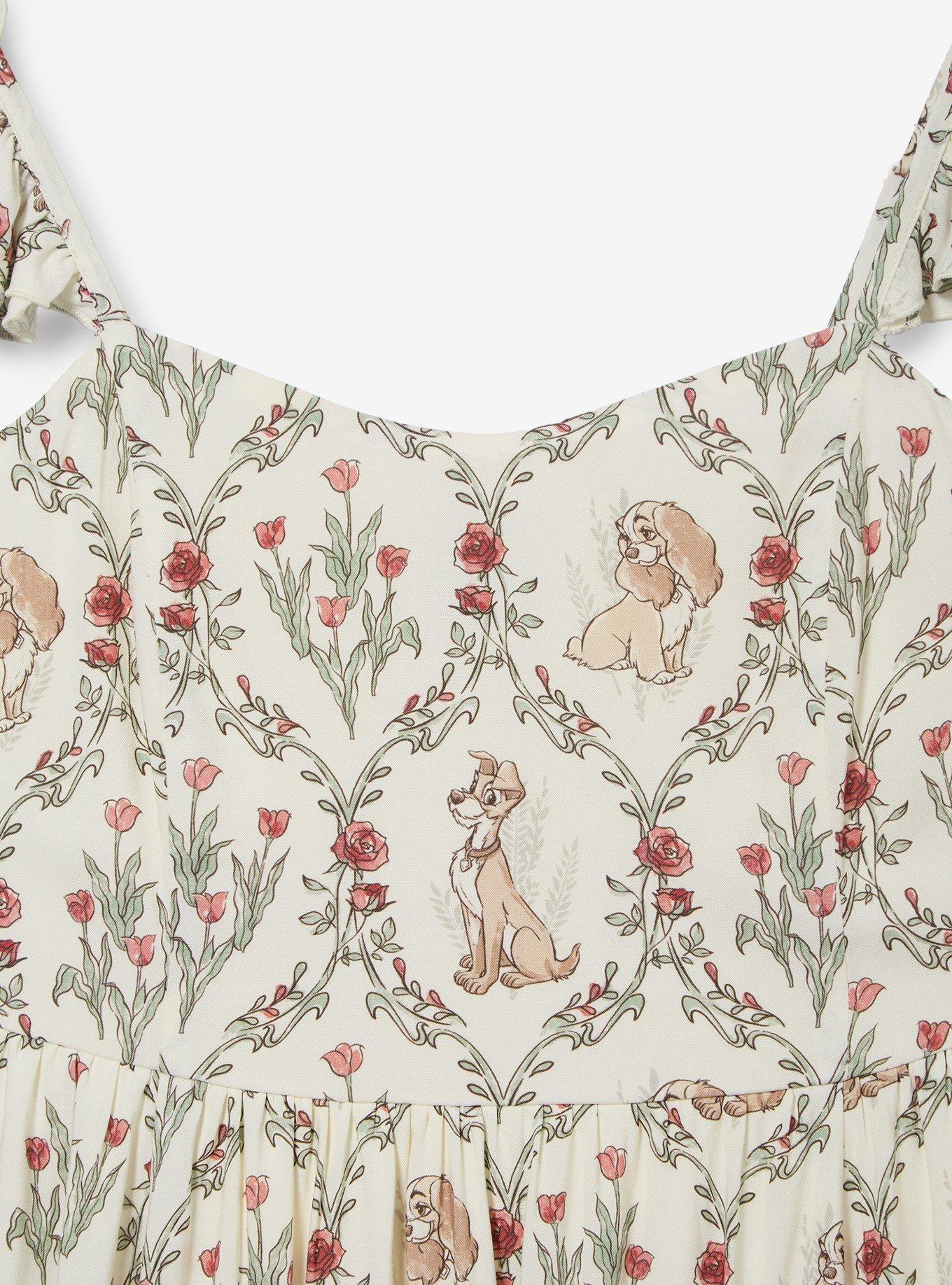 Disney Lady & The Tramp Floral Ruffle Tank Plus Size Dress - BoxLunch Exclusive, PEACH, alternate