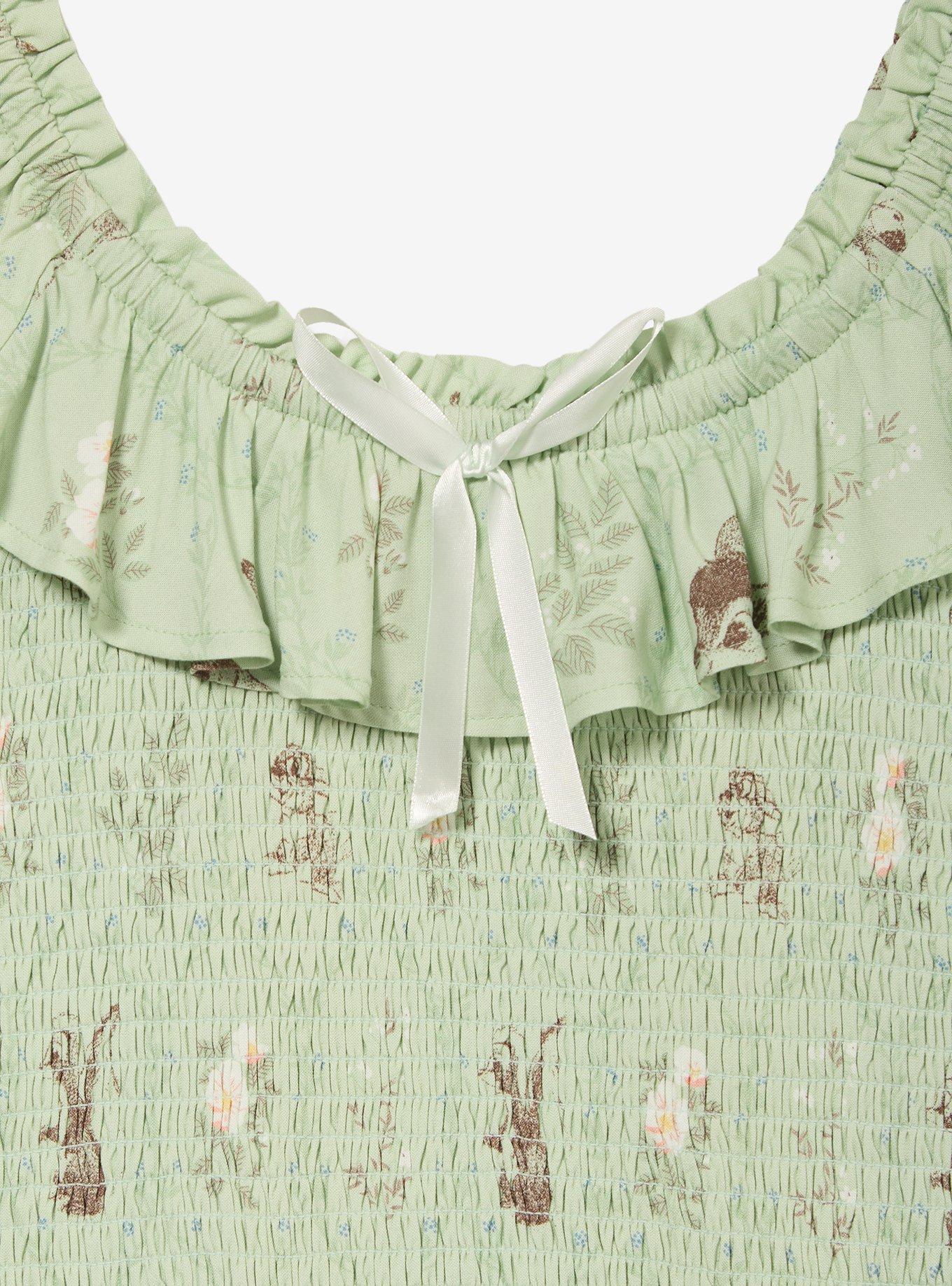 Disney Bambi Floral Allover Print Plus Size Smock Dress - BoxLunch Exclusive, SAGE, alternate