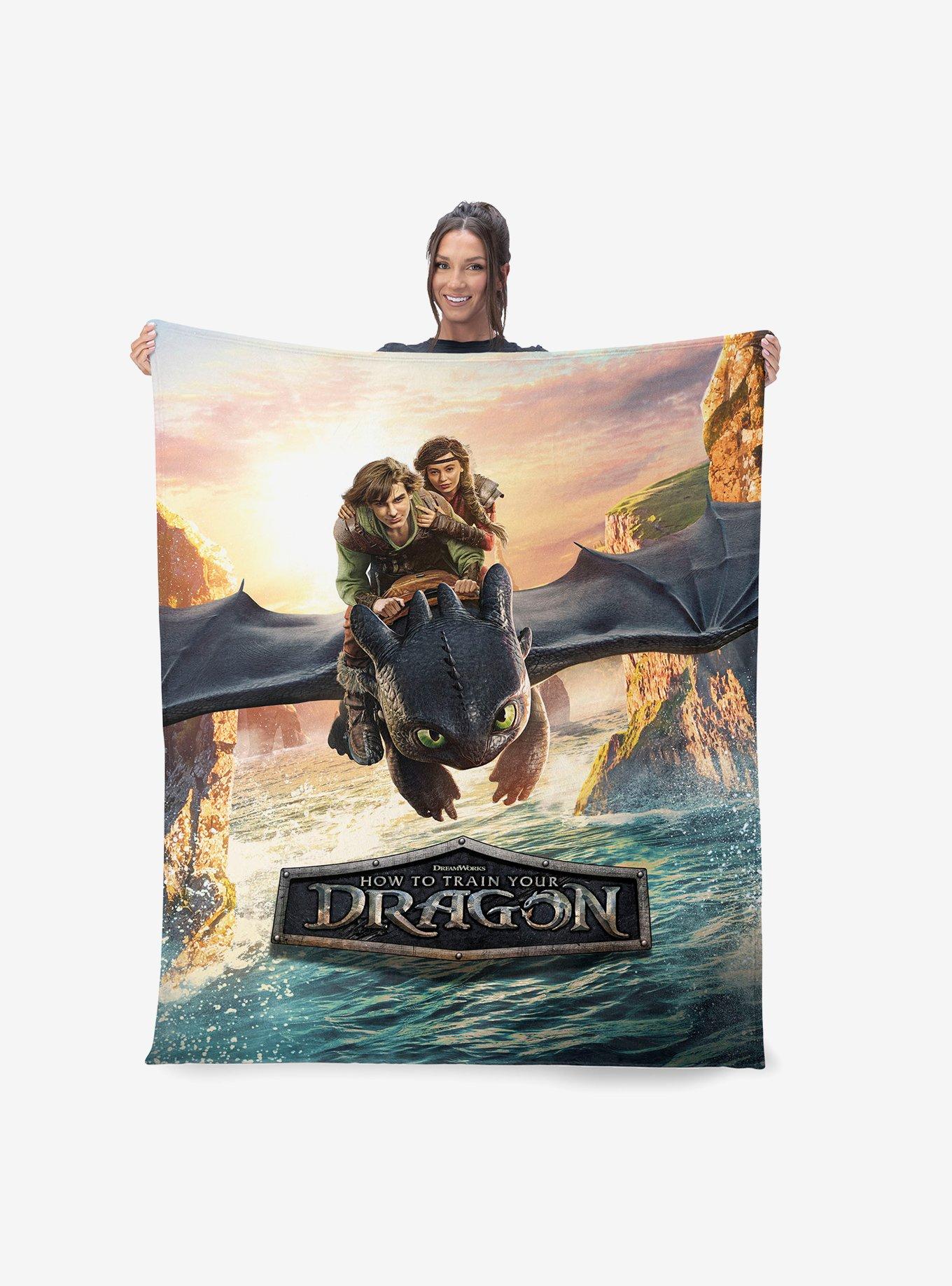 How to Train Your Dragon: Live Action Flight Above the Sea Silk Touch Sherpa Throw Blanket, , hi-res