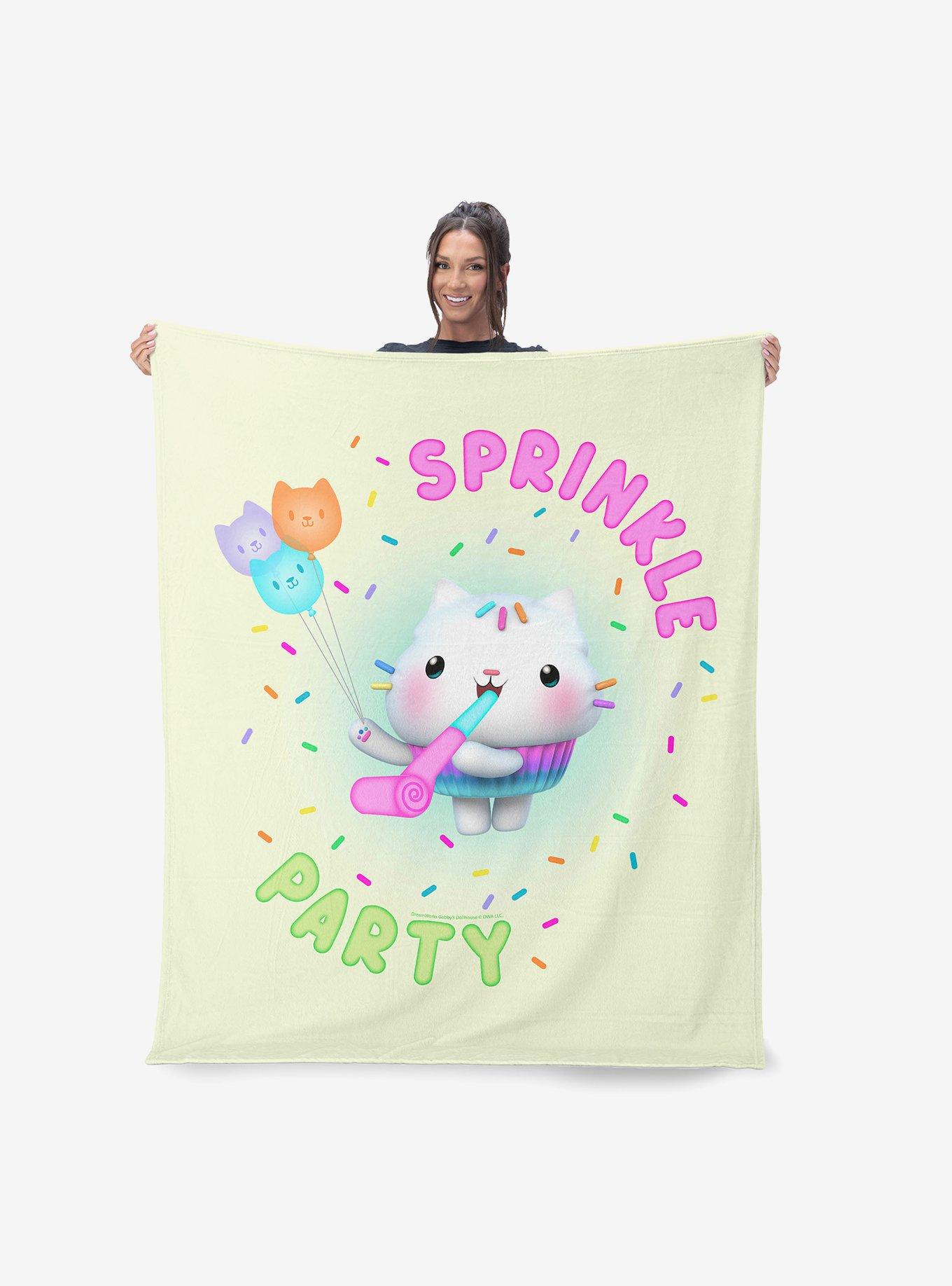 Gabby's Dollhouse Sprinkle Party Silk Touch Sherpa Throw Blanket, , hi-res