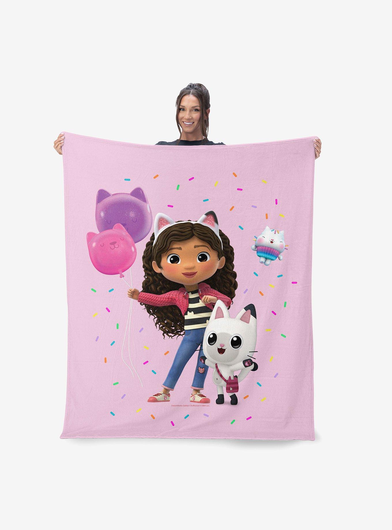 Gabby's Dollhouse Pink Party Time 60x80" Silk Touch Throw Blanket
