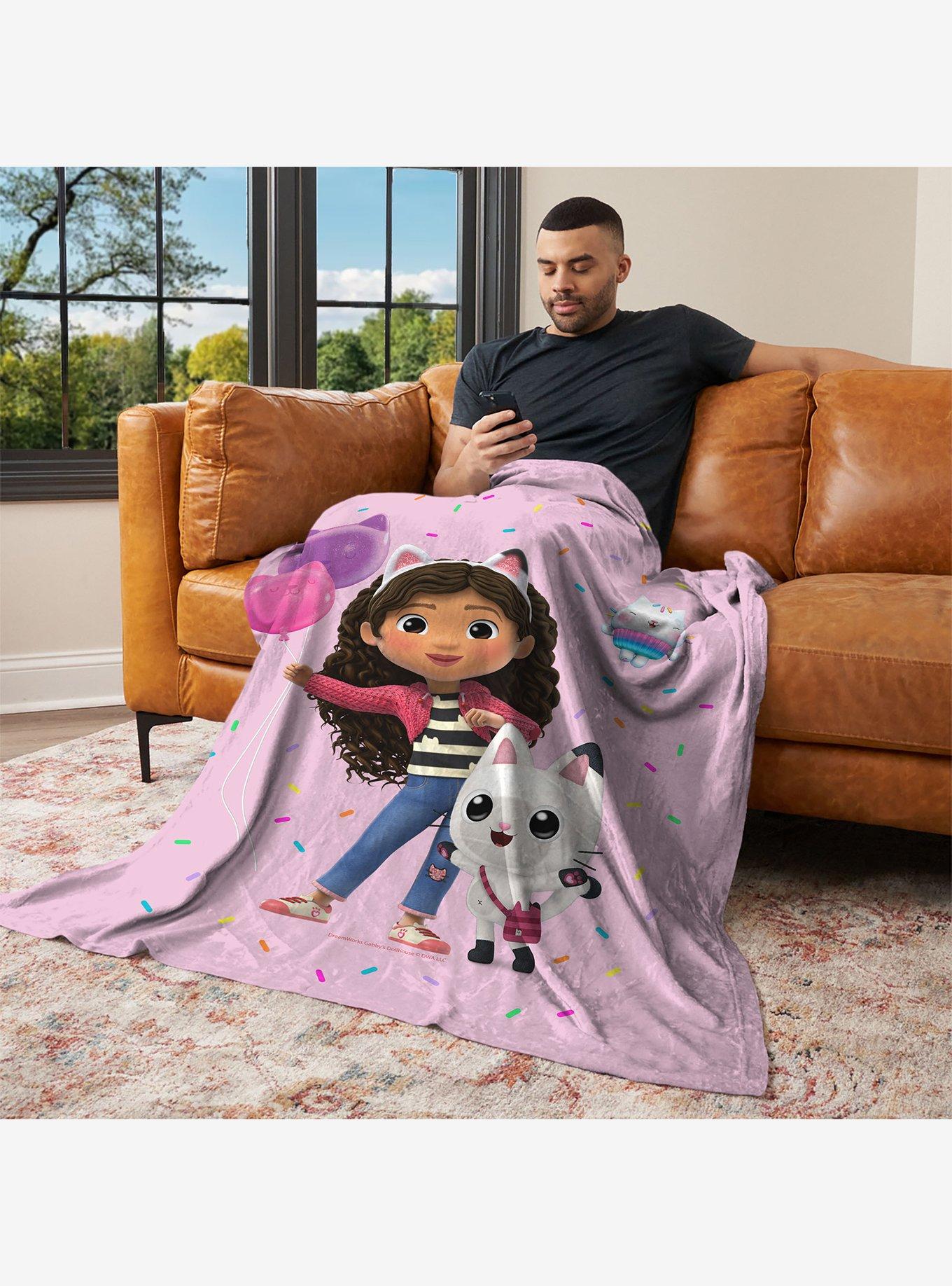 Gabby's Dollhouse Pink Party Time 60x80" Silk Touch Throw Blanket