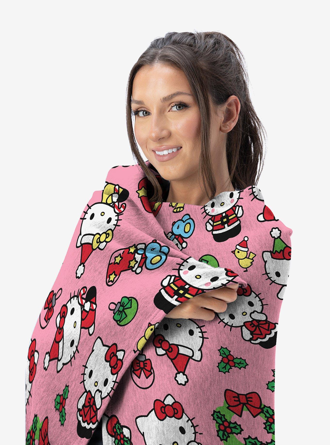 Hello Kitty Hello Mistletoe Pink Silk Touch Throw Blanket