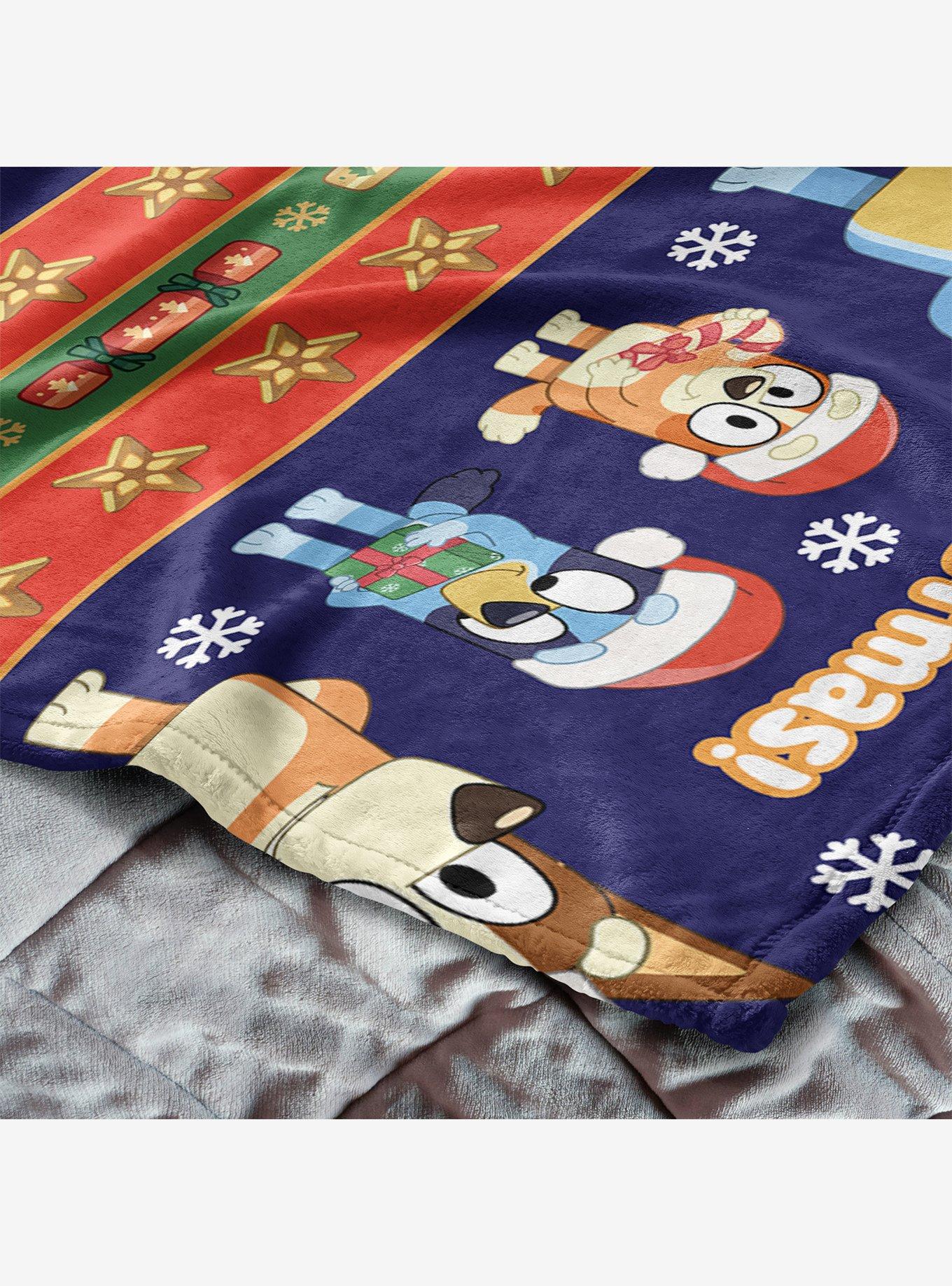 Bluey Holiday Stripe Heelers Silk Touch Throw Blanket, , alternate