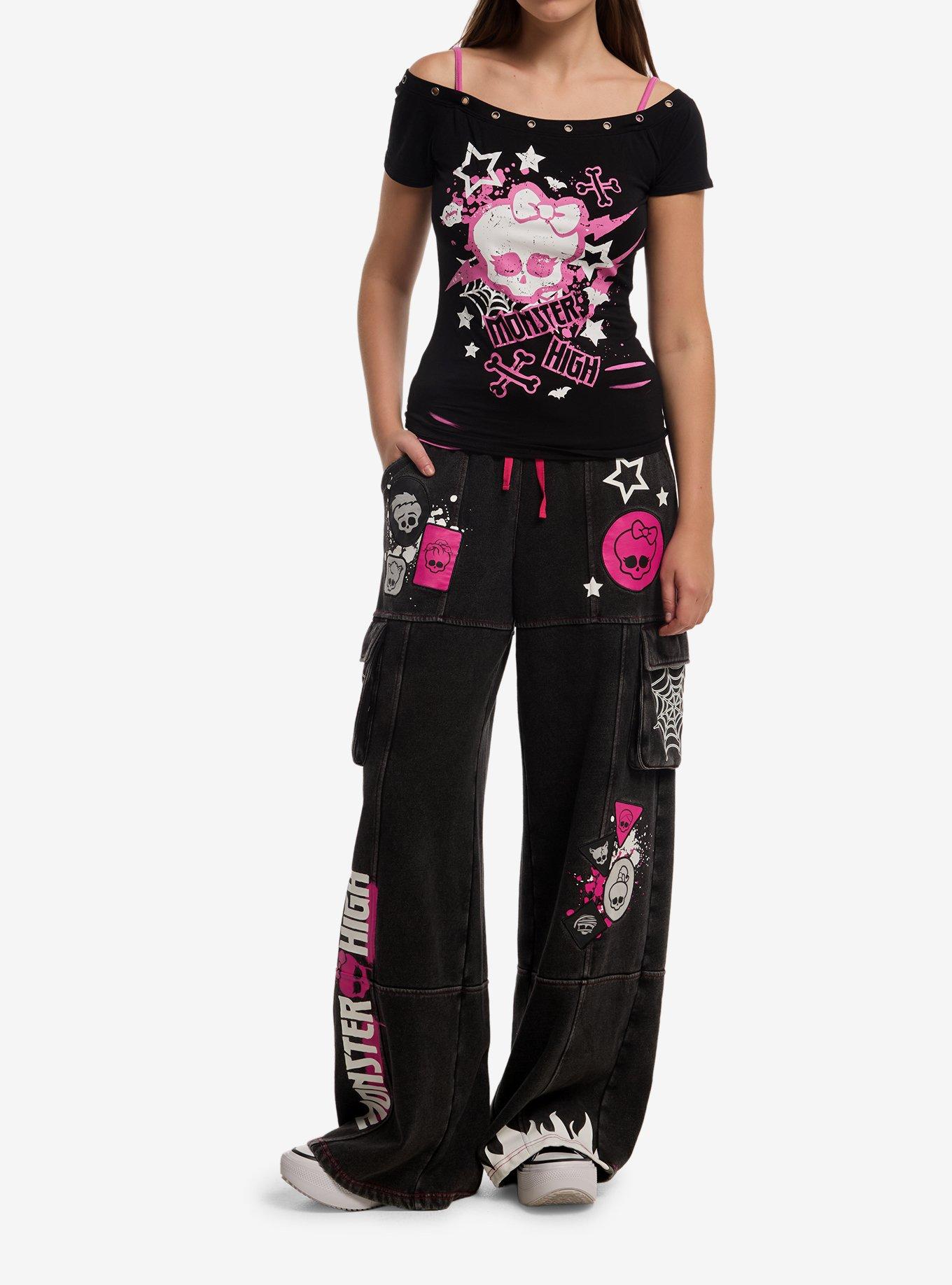 Monster High Skullette Grommet Girls Cold-Shoulder Top, , hi-res