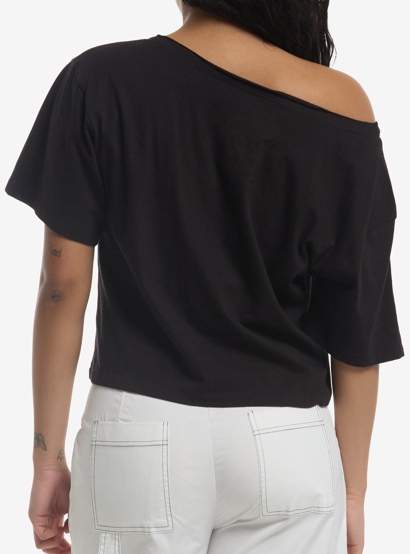 Hazbin Hotel Angel Dust Tonal Heart Off-Shoulder Girls T-Shirt, MULTI, alternate