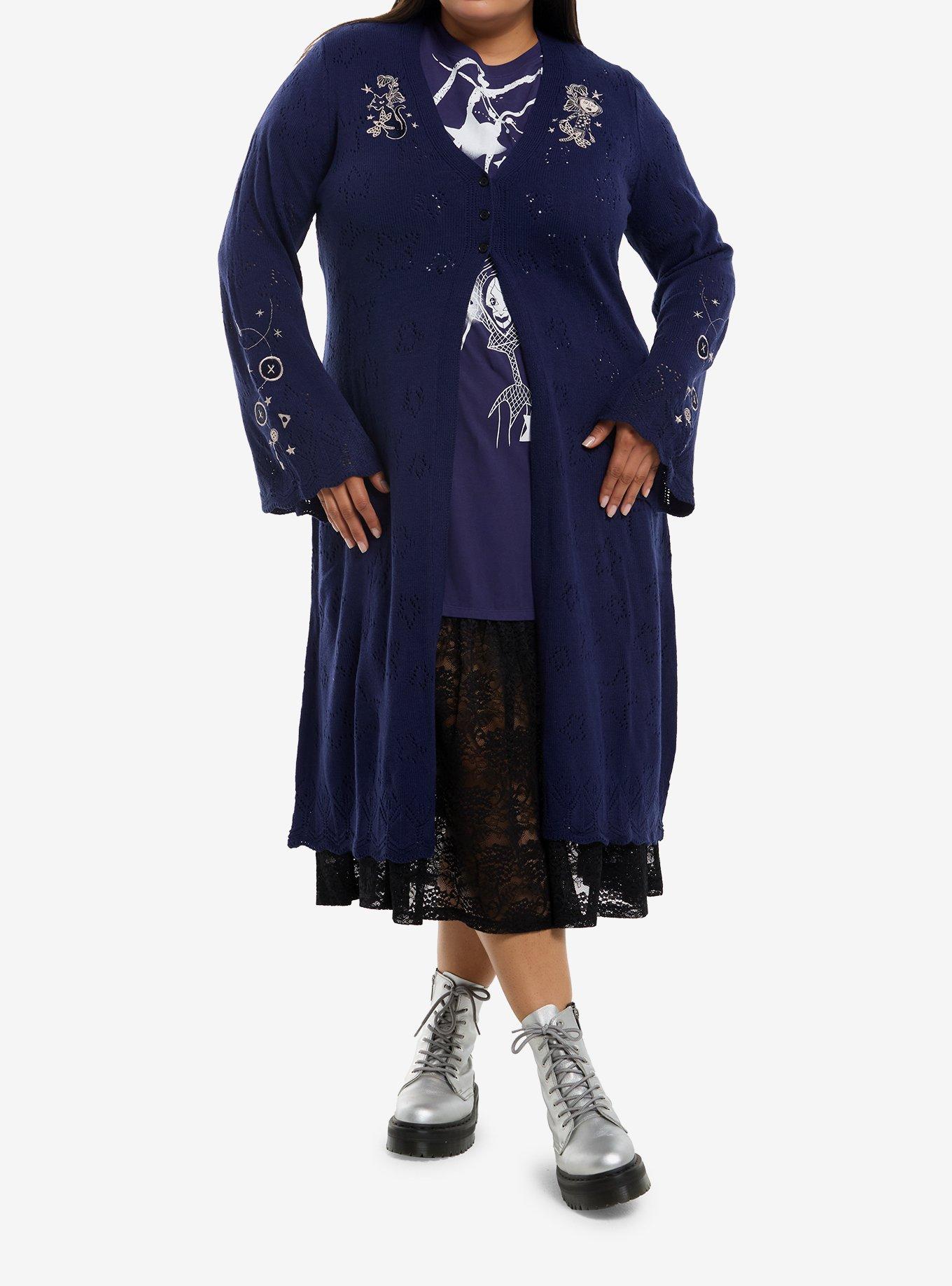 Coraline Embroidered Pointelle Girls Knit Duster Plus Size, , hi-res